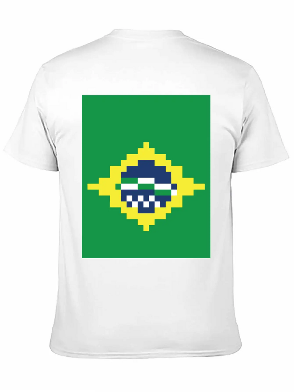 Flag Of Brazil - Post Stamp - Pixels Art Relaxed Everyday Tee – Lightweight And Durable Cotton