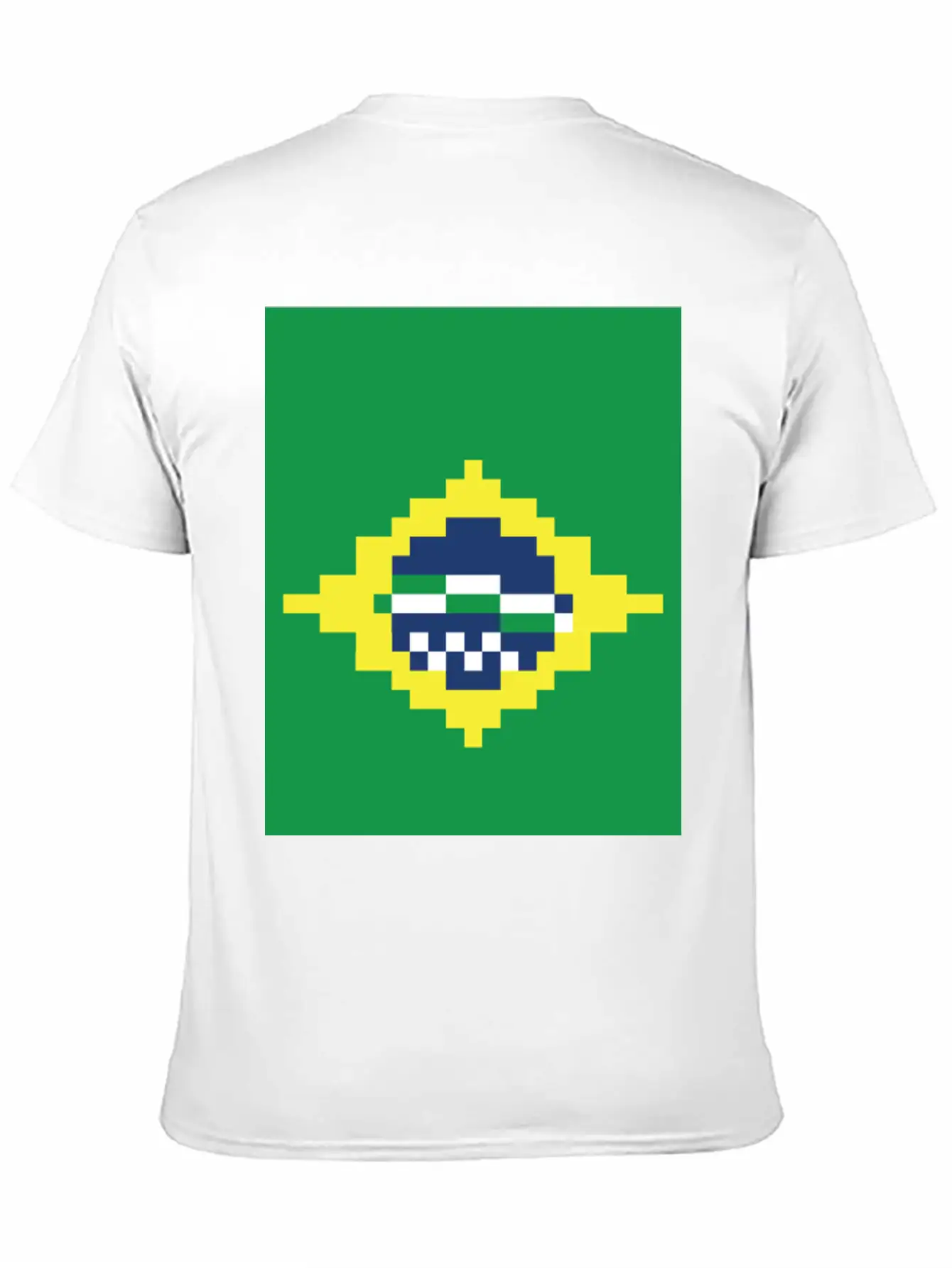 Flag Of Brazil - Post Stamp - Pixels Art Relaxed Everyday Tee – Lightweight And Durable Cotton