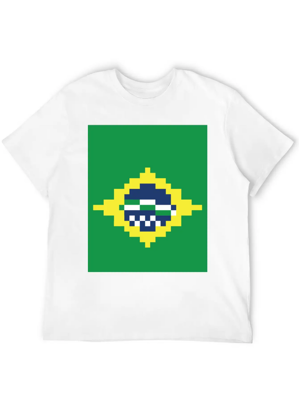 Flag Of Brazil - Post Stamp - Pixels Art Relaxed Everyday Tee – Lightweight And Durable Cotton