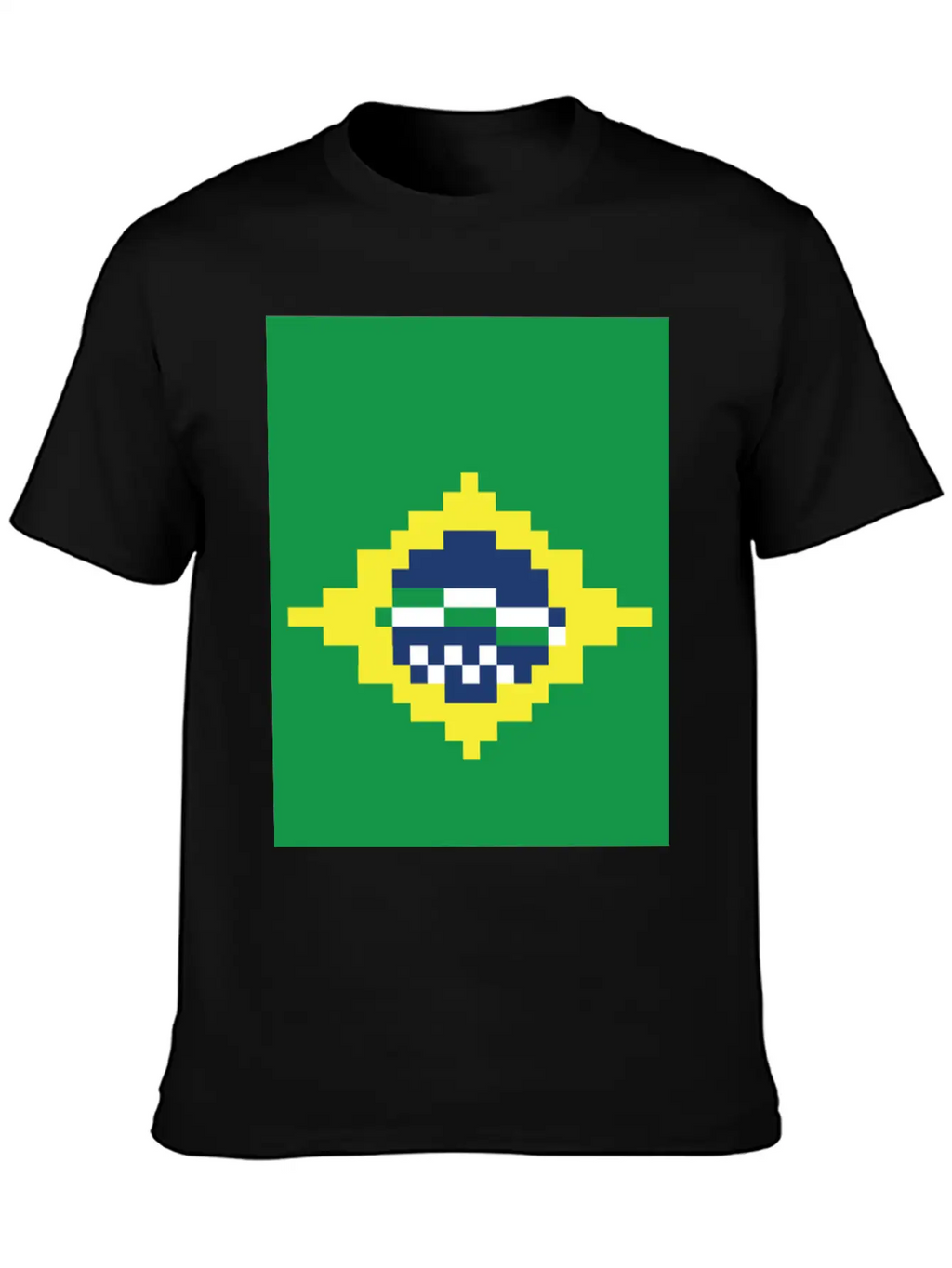 Flag Of Brazil - Post Stamp - Pixels Art Relaxed Everyday Tee – Lightweight And Durable Cotton