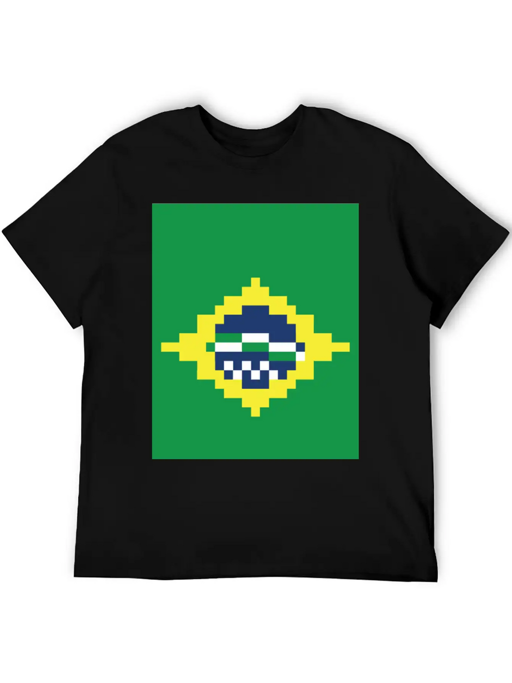 Flag Of Brazil - Post Stamp - Pixels Art Relaxed Everyday Tee – Lightweight And Durable Cotton