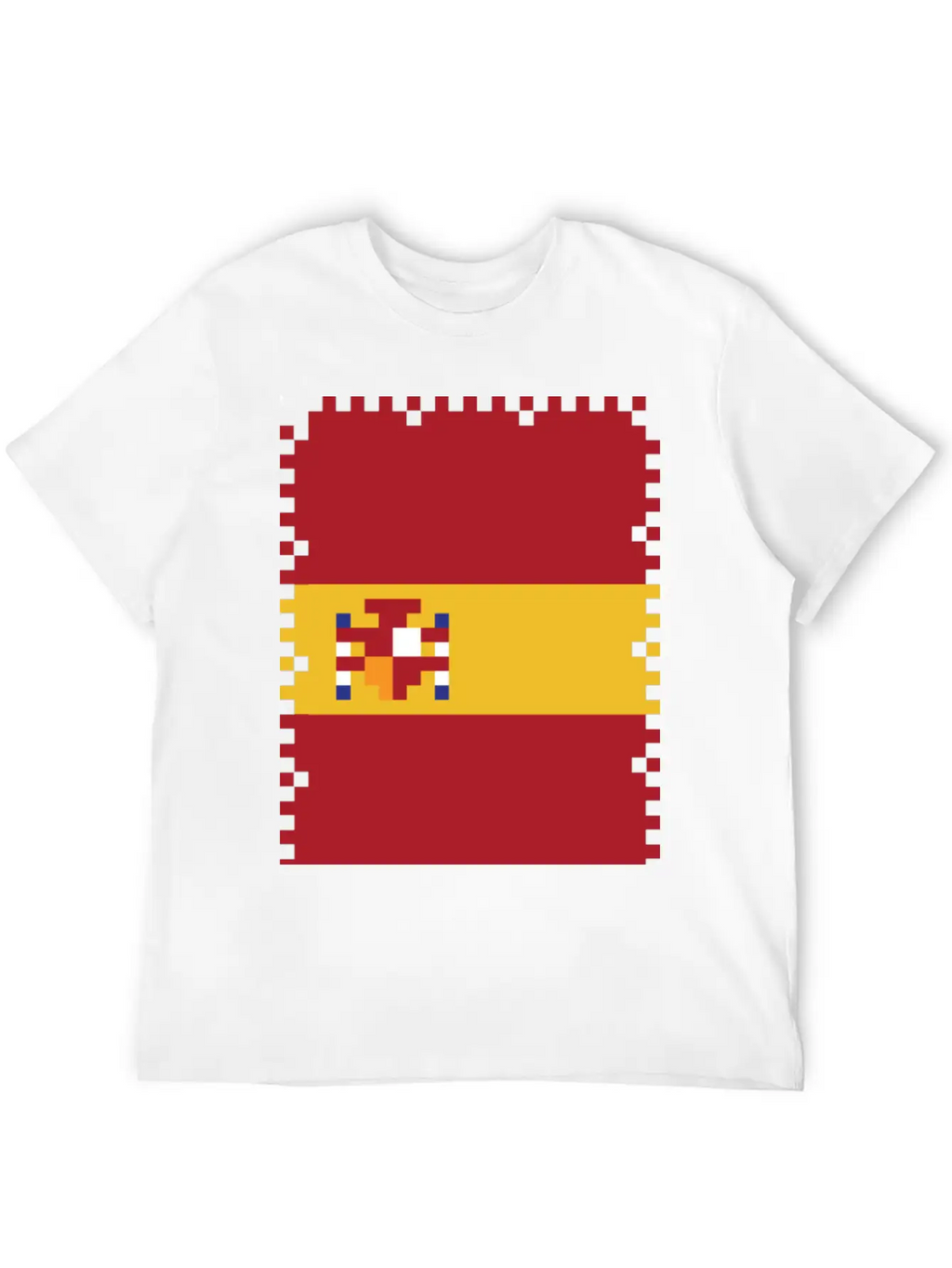 Flag Of Spain - Post Stamp - Pixel Art Basic Graphic T-Shirt – Daily Comfort In Soft Cotton