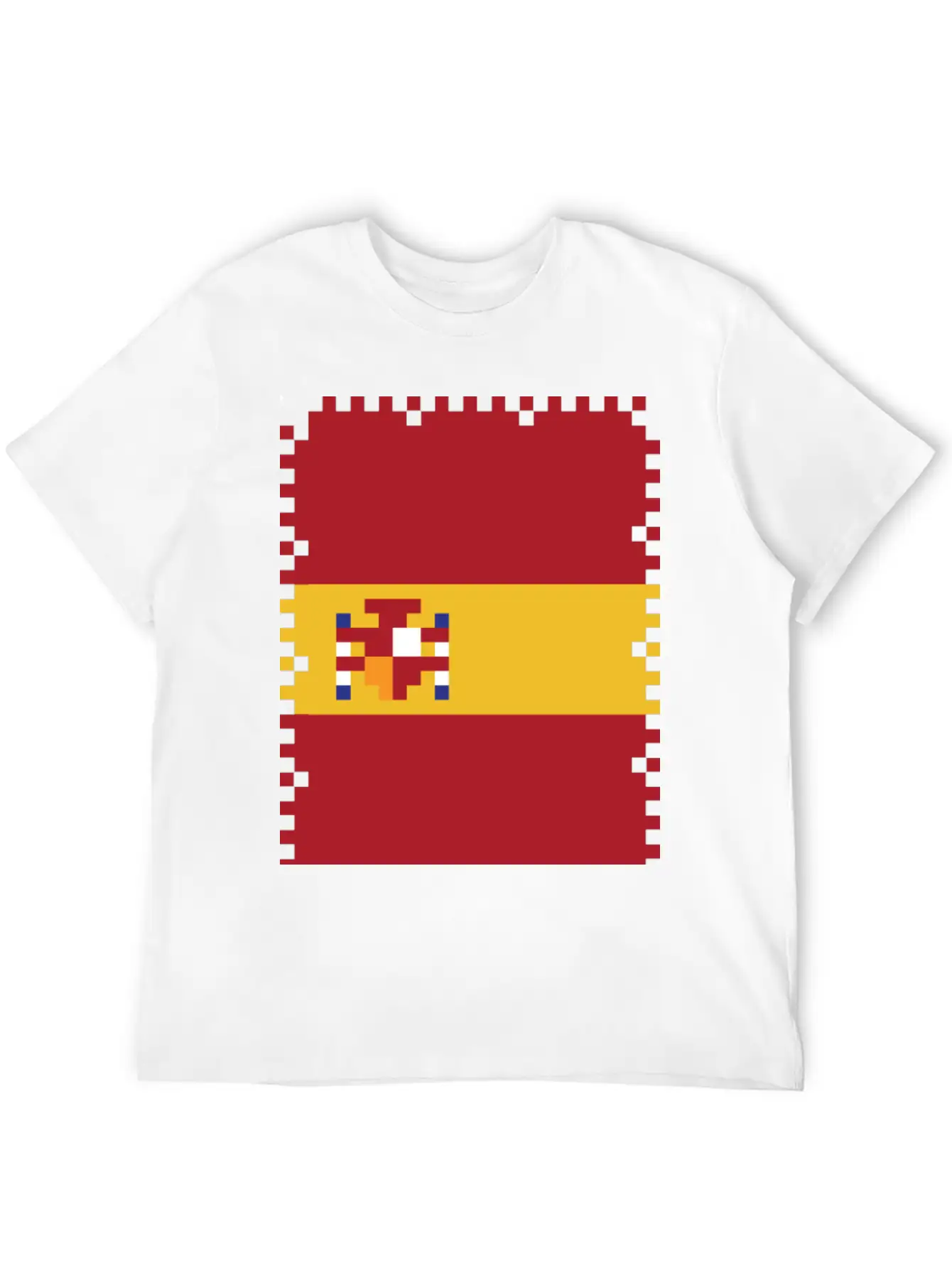 Flag Of Spain - Post Stamp - Pixel Art Basic Graphic T-Shirt – Daily Comfort In Soft Cotton