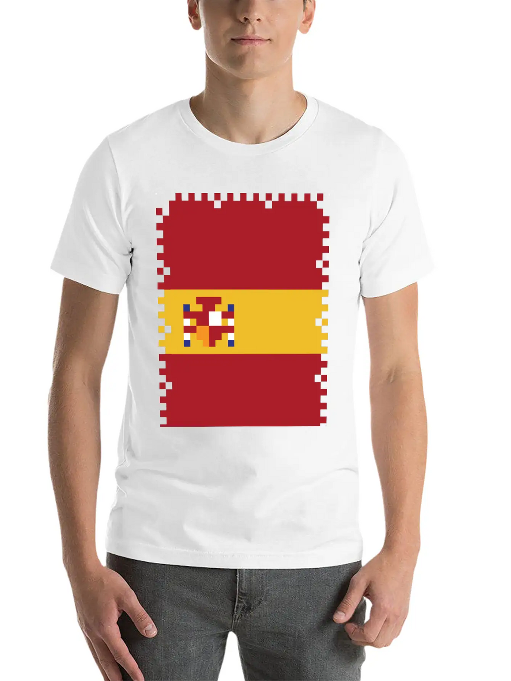 Flag Of Spain - Post Stamp - Pixel Art Basic Graphic T-Shirt – Daily Comfort In Soft Cotton