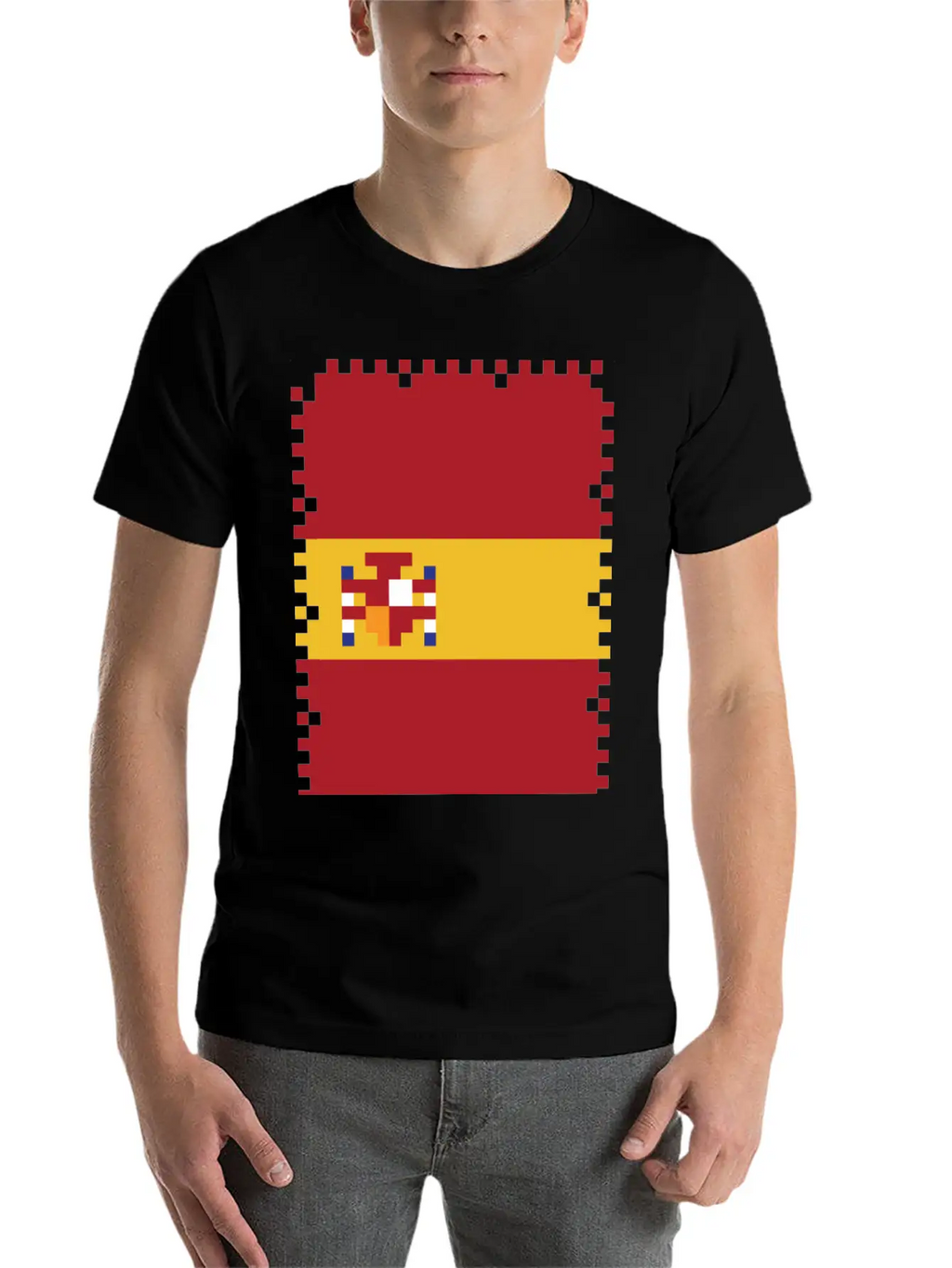Flag Of Spain - Post Stamp - Pixel Art Basic Graphic T-Shirt – Daily Comfort In Soft Cotton
