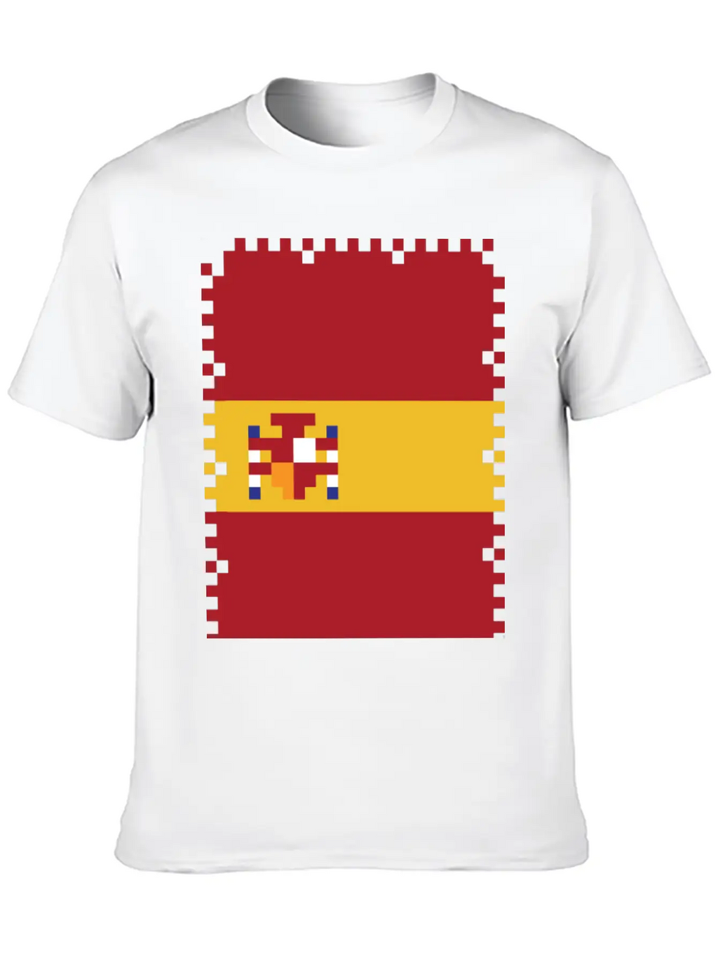 Flag Of Spain - Post Stamp - Pixel Art Basic Graphic T-Shirt – Daily Comfort In Soft Cotton