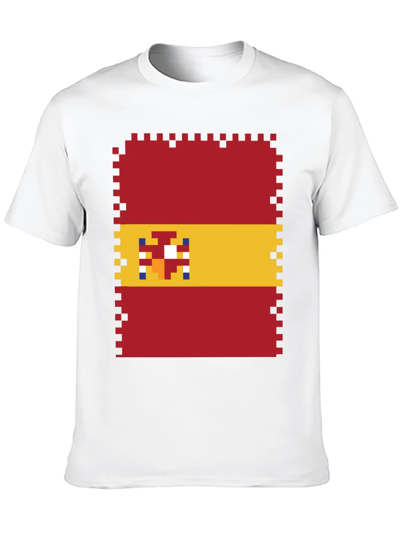 Flag Of Spain - Post Stamp - Pixel Art Basic Graphic T-Shirt – Daily Comfort In Soft Cotton