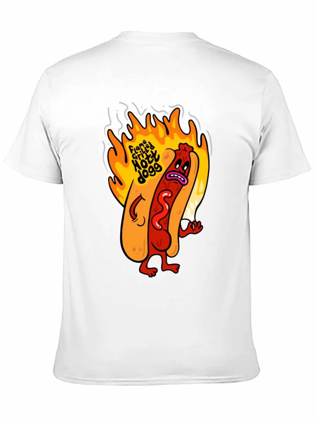 Flame Grilled Hott Dogg Breathable Graphic T-Shirt – Perfect For Casual Days