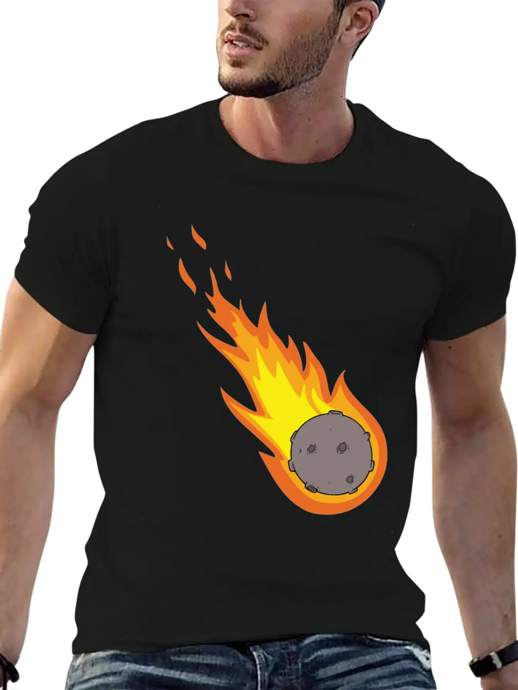 Flaming Meteor Comet Space Unisex Casual T-Shirt – Clean Design For Daily Comfort