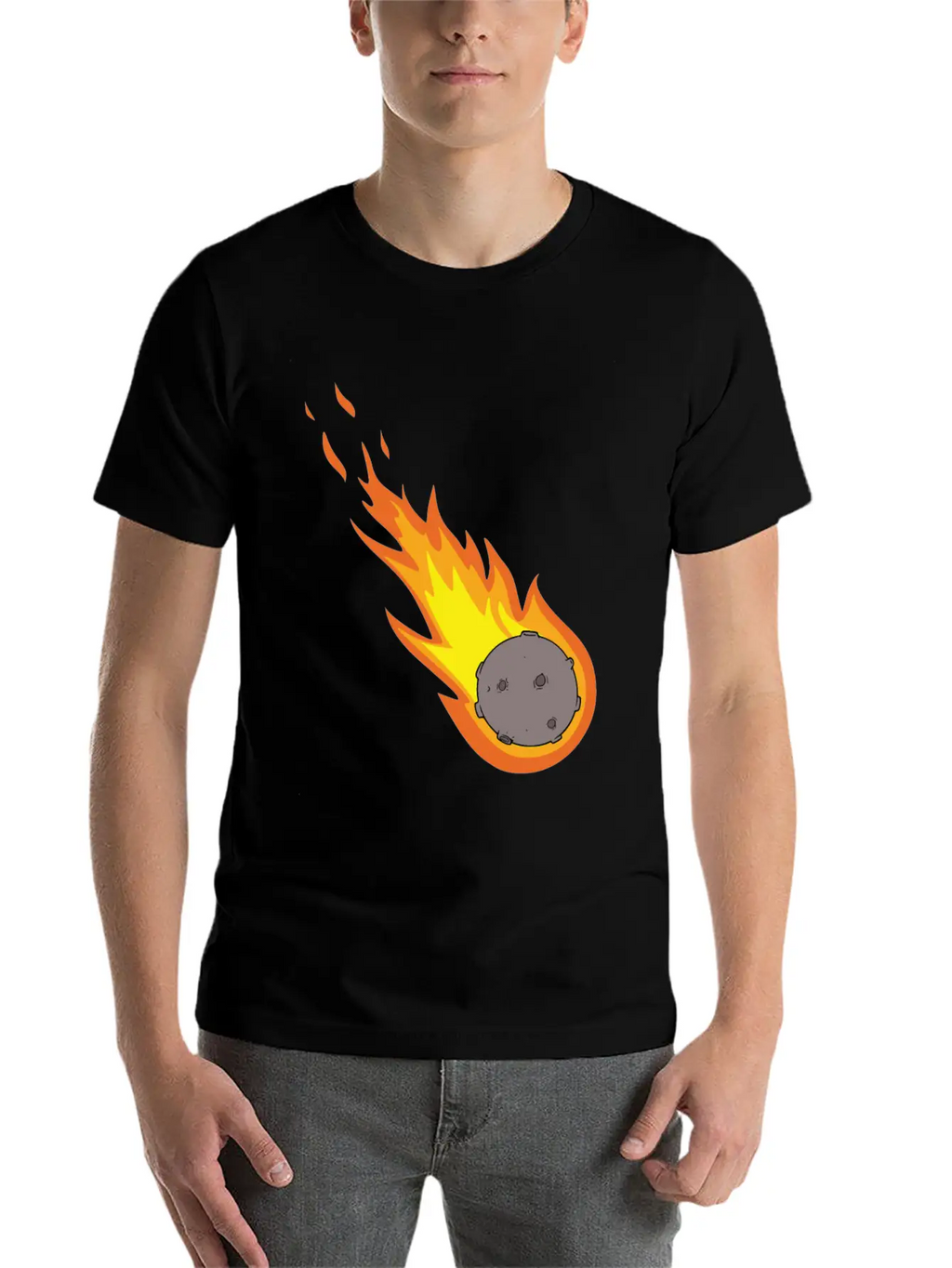 Flaming Meteor Comet Space Unisex Casual T-Shirt – Clean Design For Daily Comfort