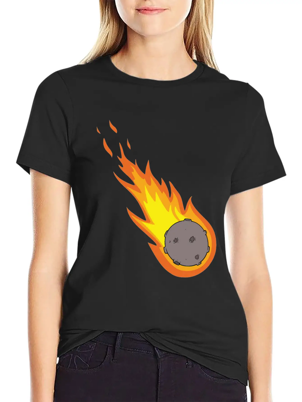 Flaming Meteor Comet Space Unisex Casual T-Shirt – Clean Design For Daily Comfort