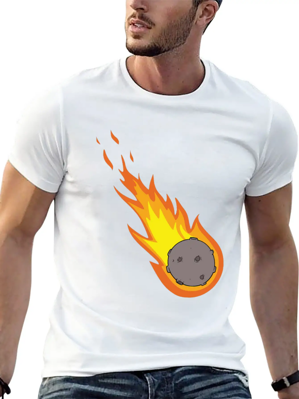 Flaming Meteor Comet Space Unisex Casual T-Shirt – Clean Design For Daily Comfort