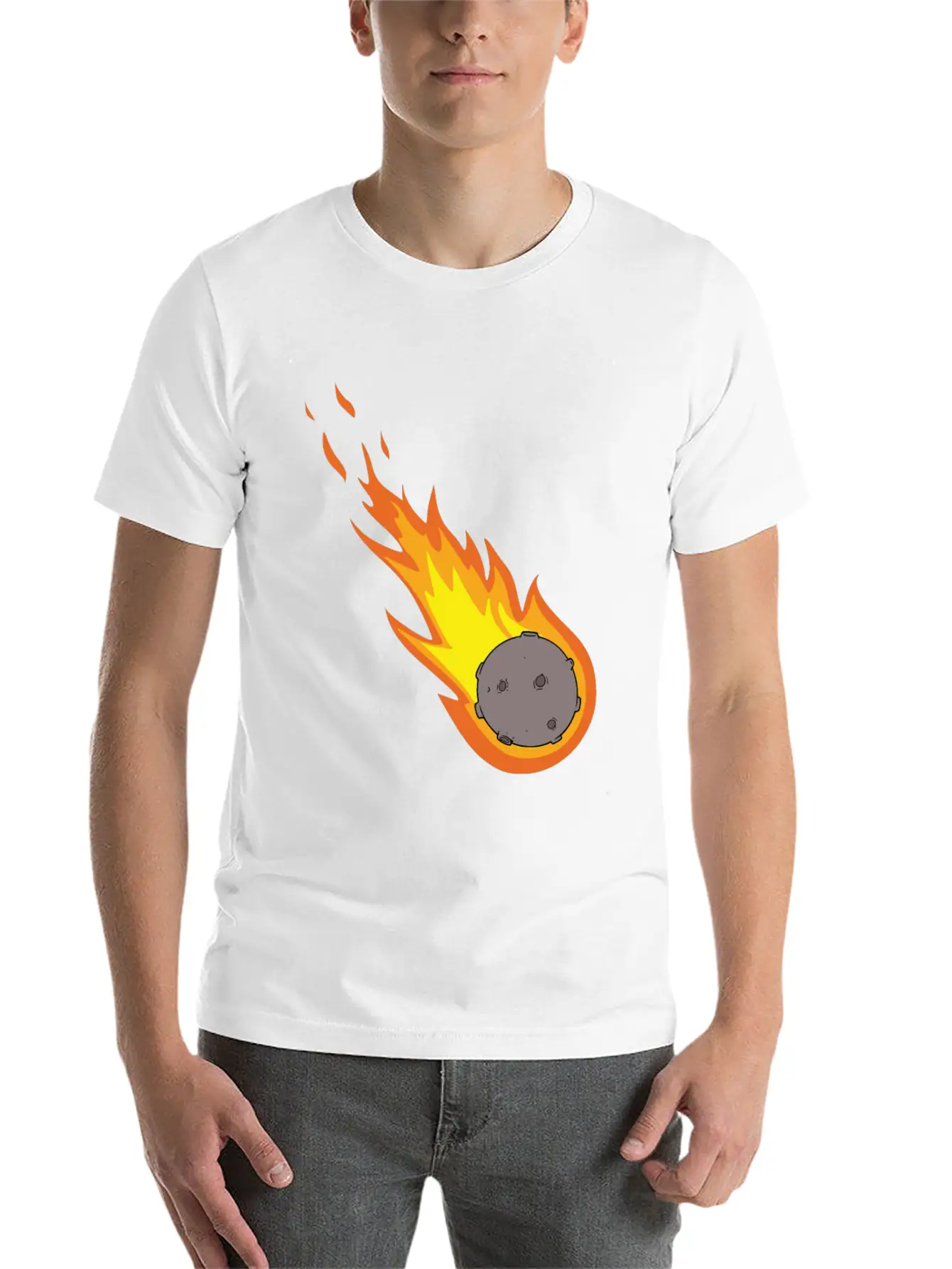 Flaming Meteor Comet Space Unisex Casual T-Shirt – Clean Design For Daily Comfort
