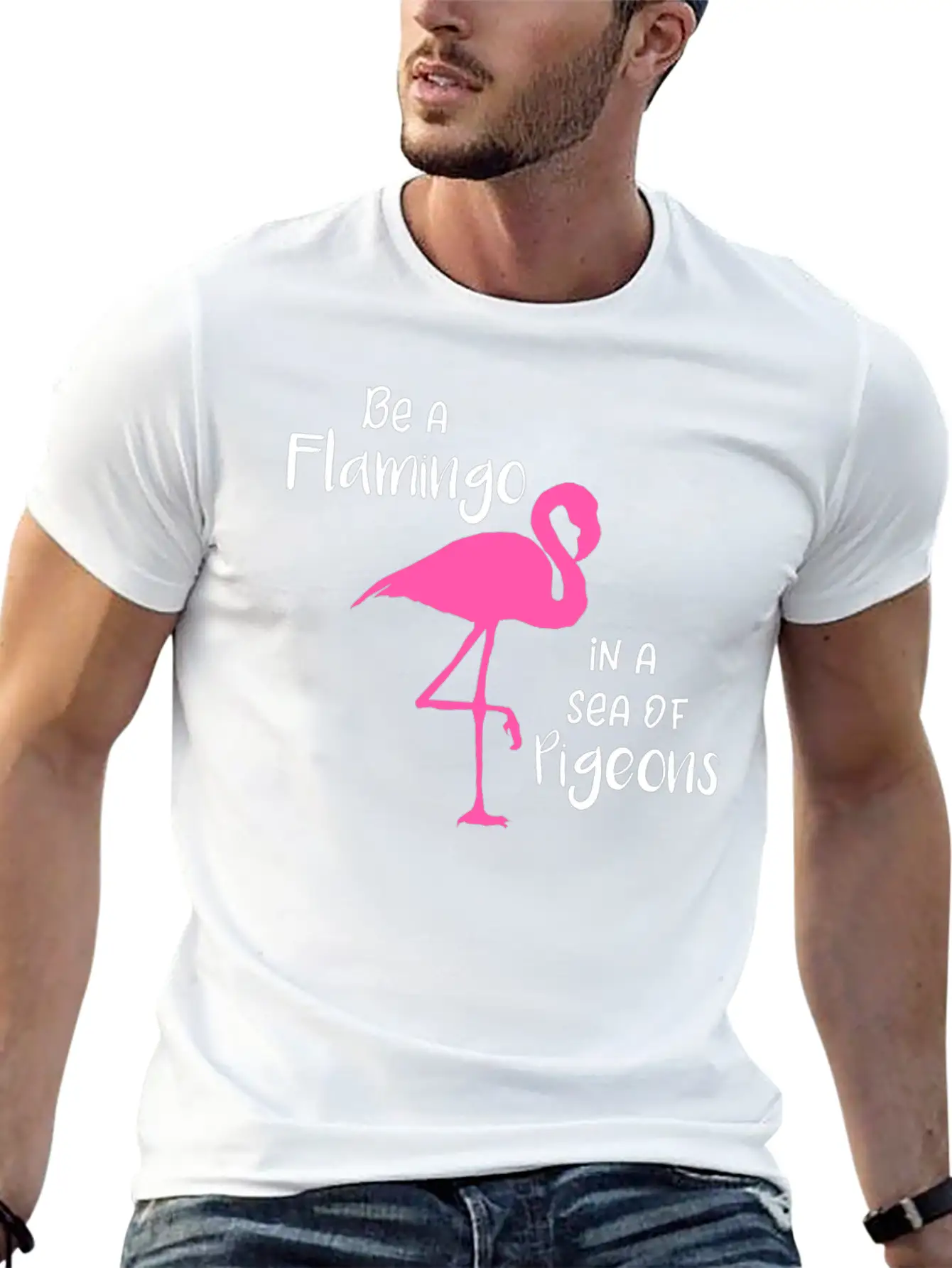 Flamingo Be A Flamingo In A Sea Of Pigeons Classic Cotton Tee – Unisex Comfort For Any Season