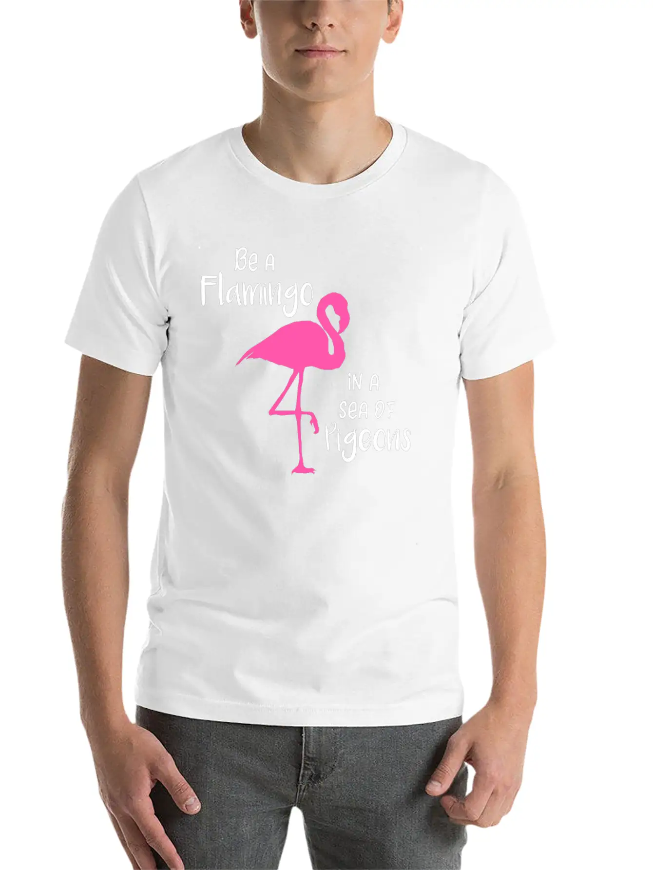 Flamingo Be A Flamingo In A Sea Of Pigeons Classic Cotton Tee – Unisex Comfort For Any Season