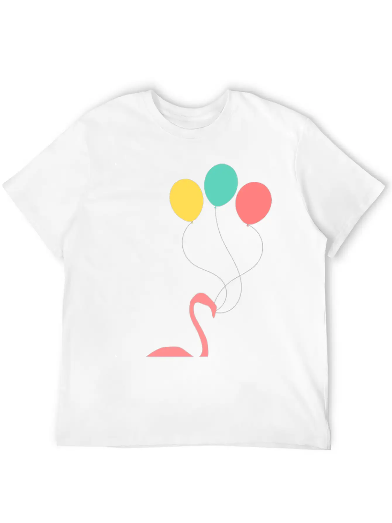 Flamingo With Balloons Essential Cotton Tee For Daily Outfits – Unisex Style