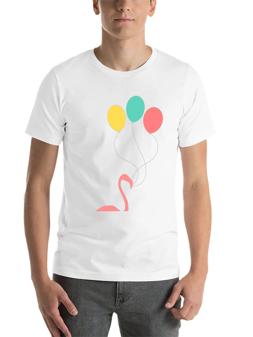 Flamingo With Balloons Essential Cotton Tee For Daily Outfits – Unisex Style