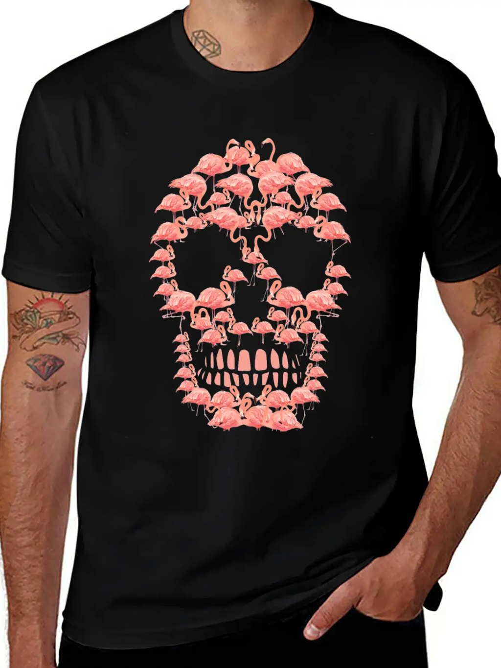Flamingos Skull Creepy Flamingos Flock Of Birds Timeless Short Sleeve Tee – Comfy And Minimalist Design