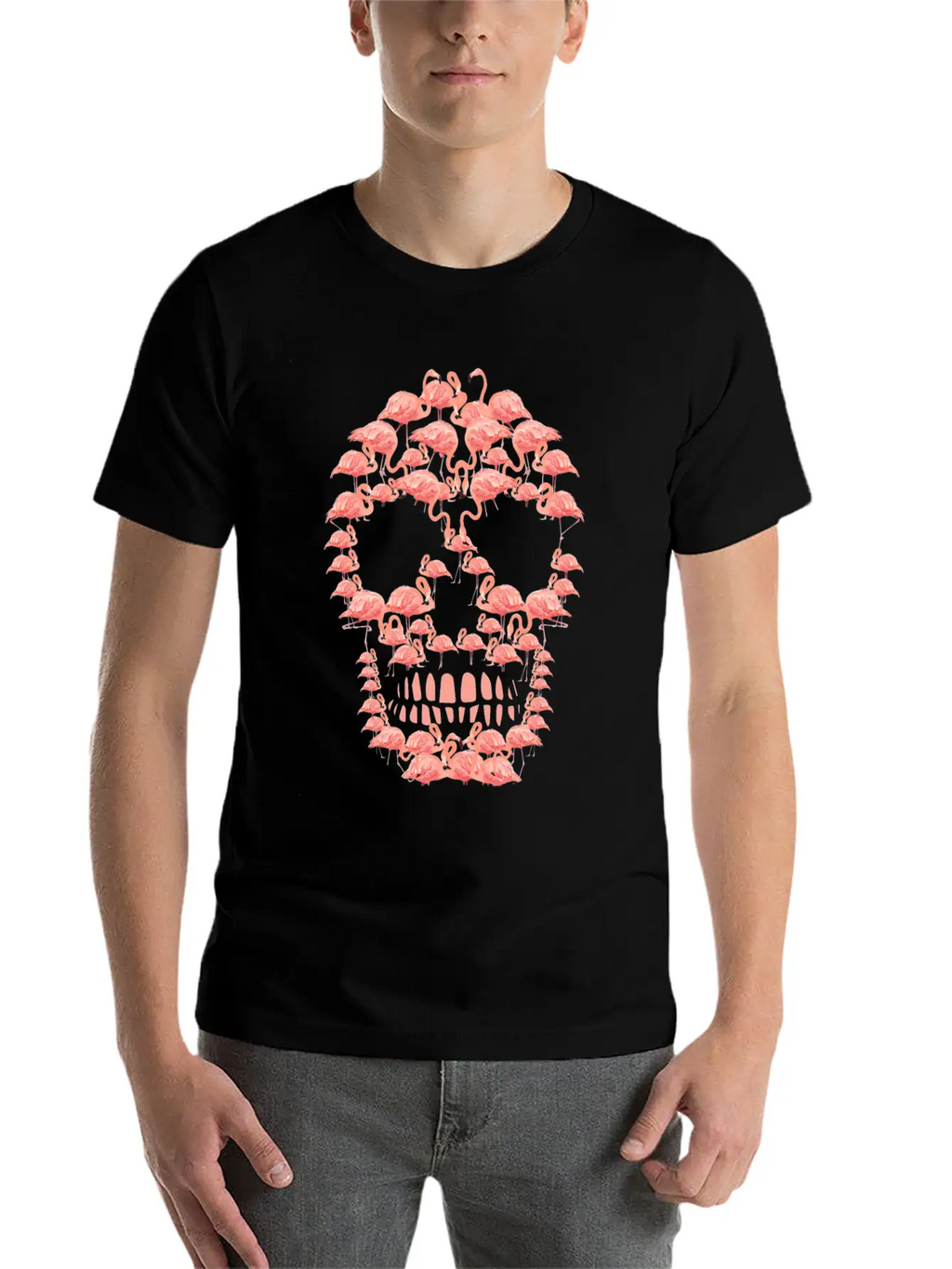 Flamingos Skull Creepy Flamingos Flock Of Birds Timeless Short Sleeve Tee – Comfy And Minimalist Design
