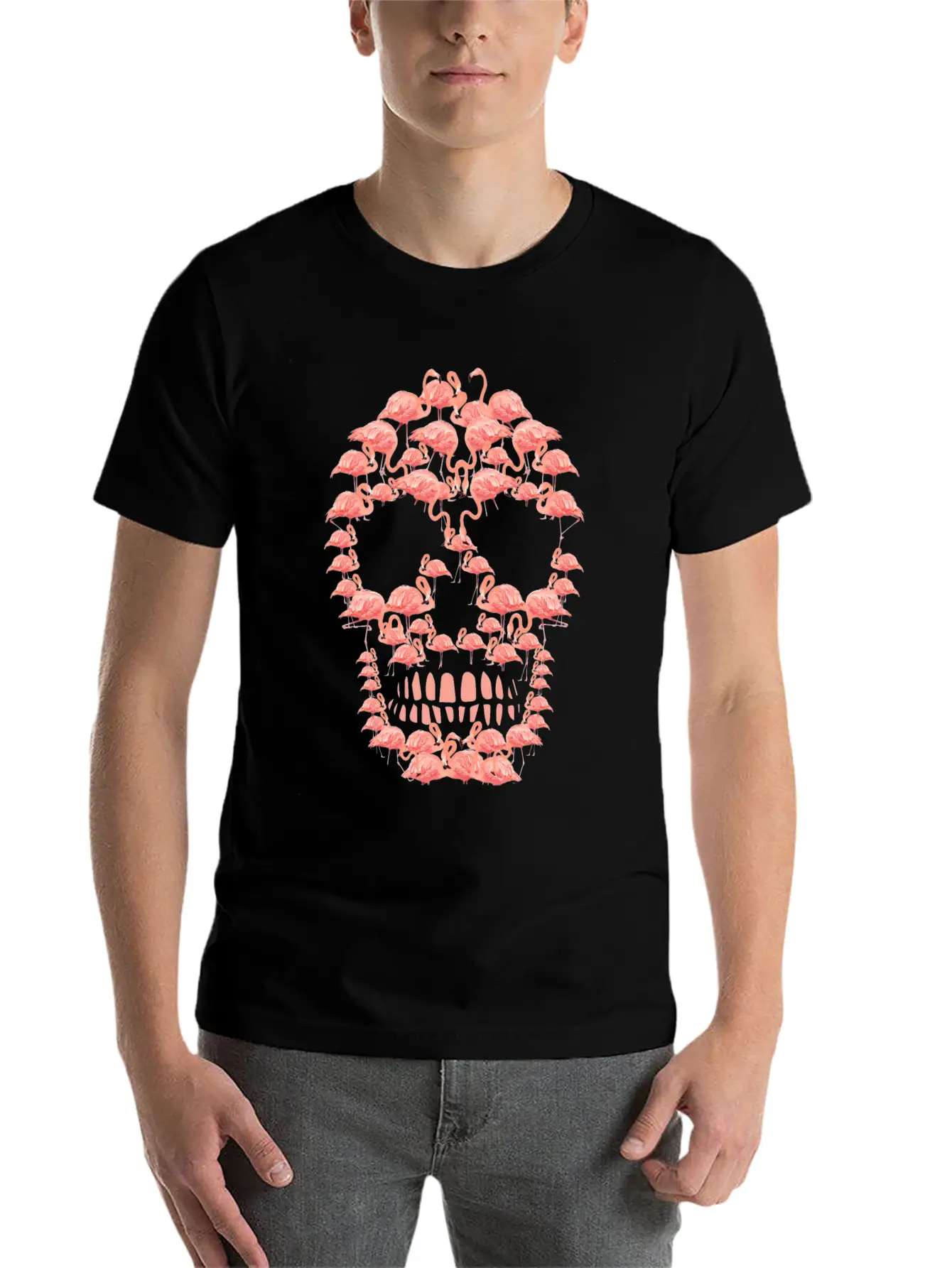 Flamingos Skull Creepy Flamingos Flock Of Birds Timeless Short Sleeve Tee – Comfy And Minimalist Design