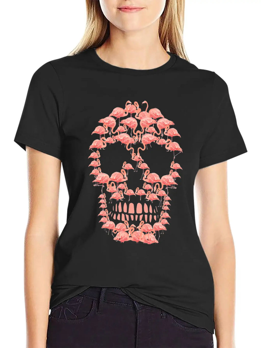 Flamingos Skull Creepy Flamingos Flock Of Birds Timeless Short Sleeve Tee – Comfy And Minimalist Design