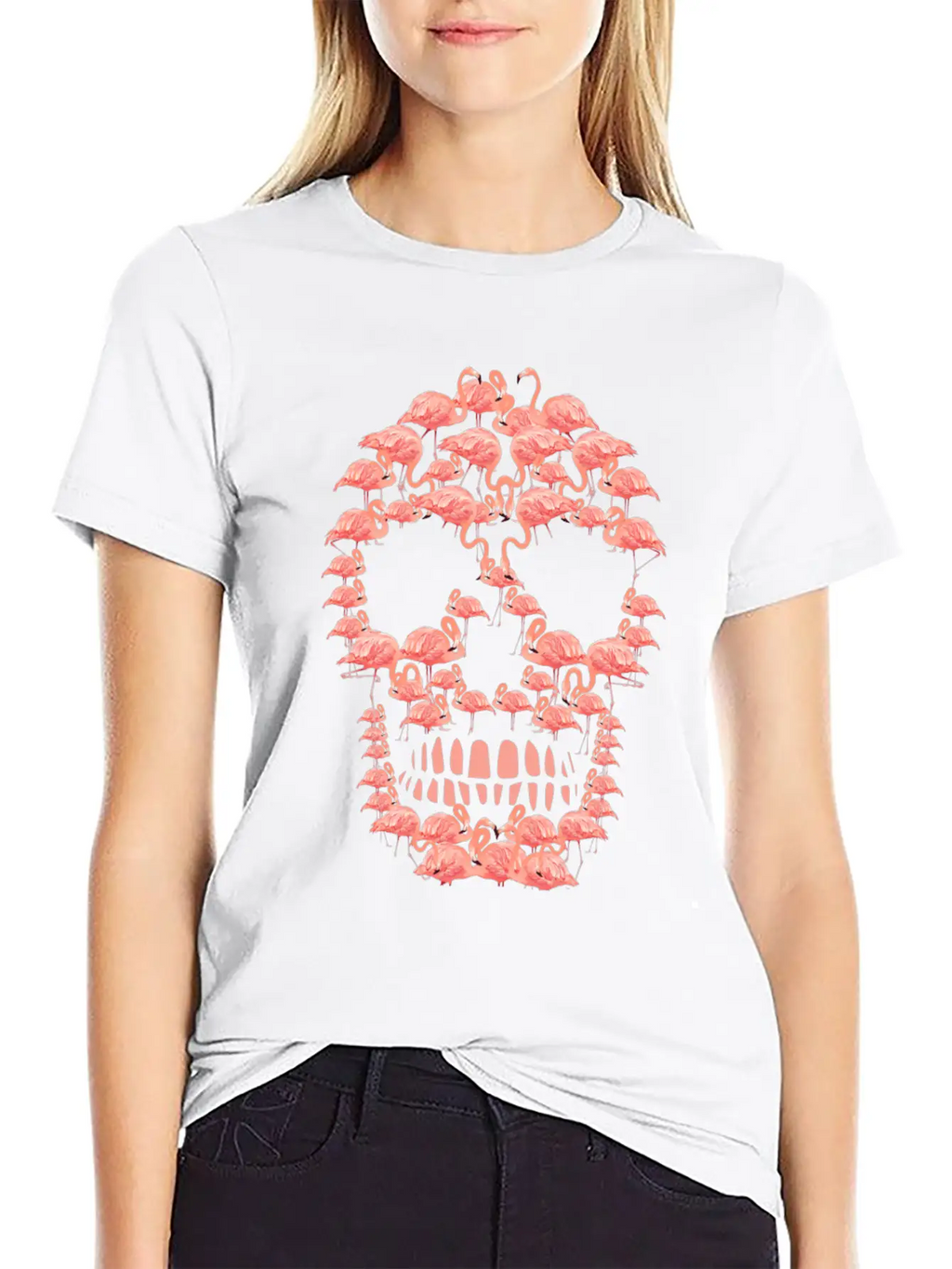 Flamingos Skull Creepy Flamingos Flock Of Birds Timeless Short Sleeve Tee – Comfy And Minimalist Design