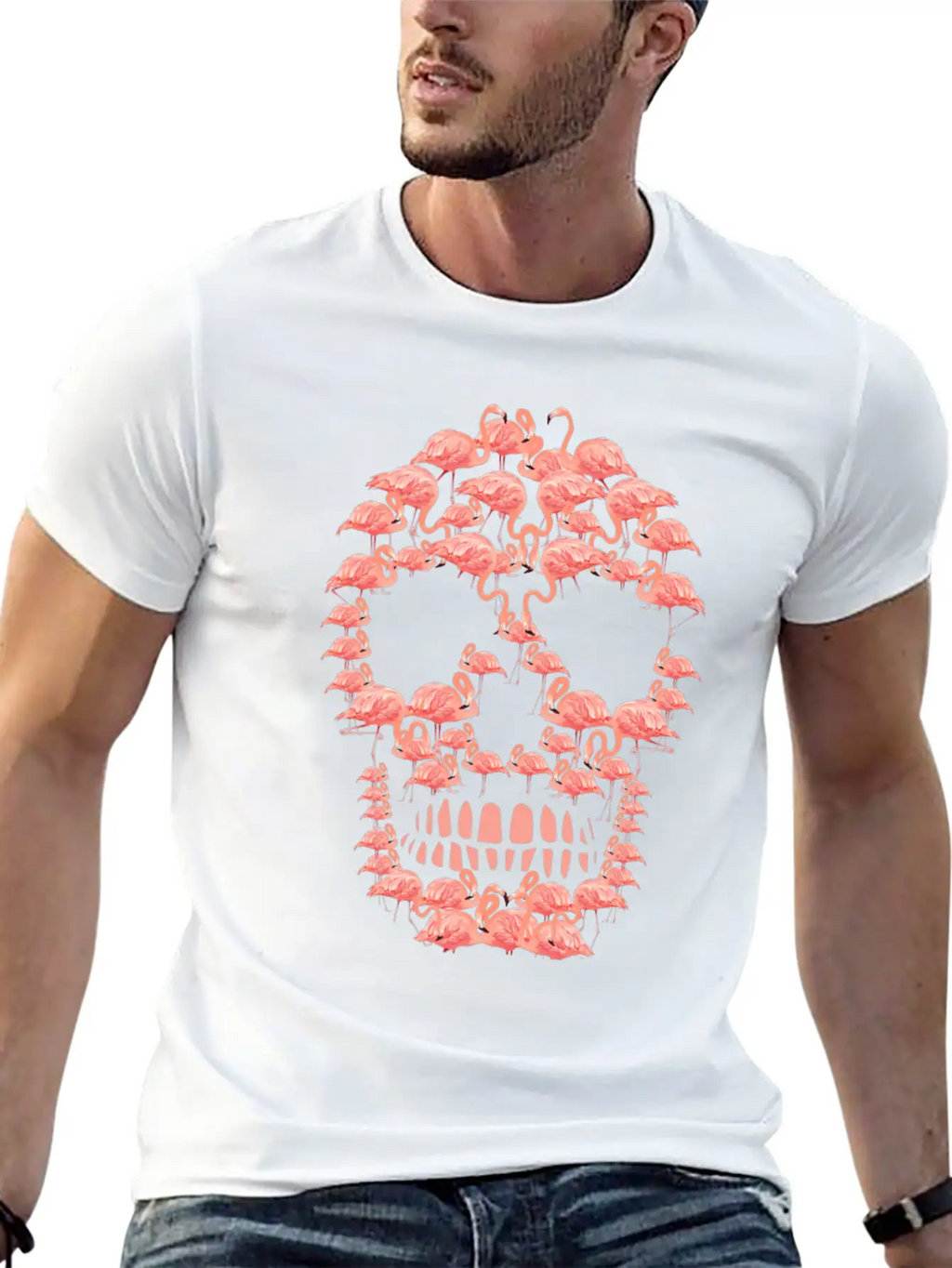 Flamingos Skull Creepy Flamingos Flock Of Birds Timeless Short Sleeve Tee – Comfy And Minimalist Design