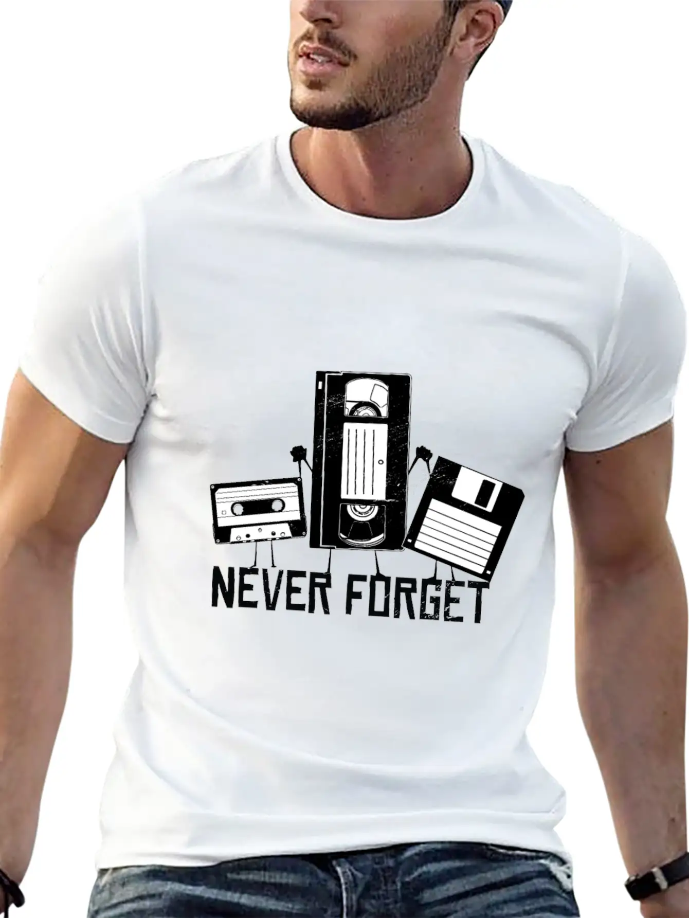 Floppy Disc Never Forget Video Cassette Friends Breathable Graphic T-Shirt – Perfect For Casual Days