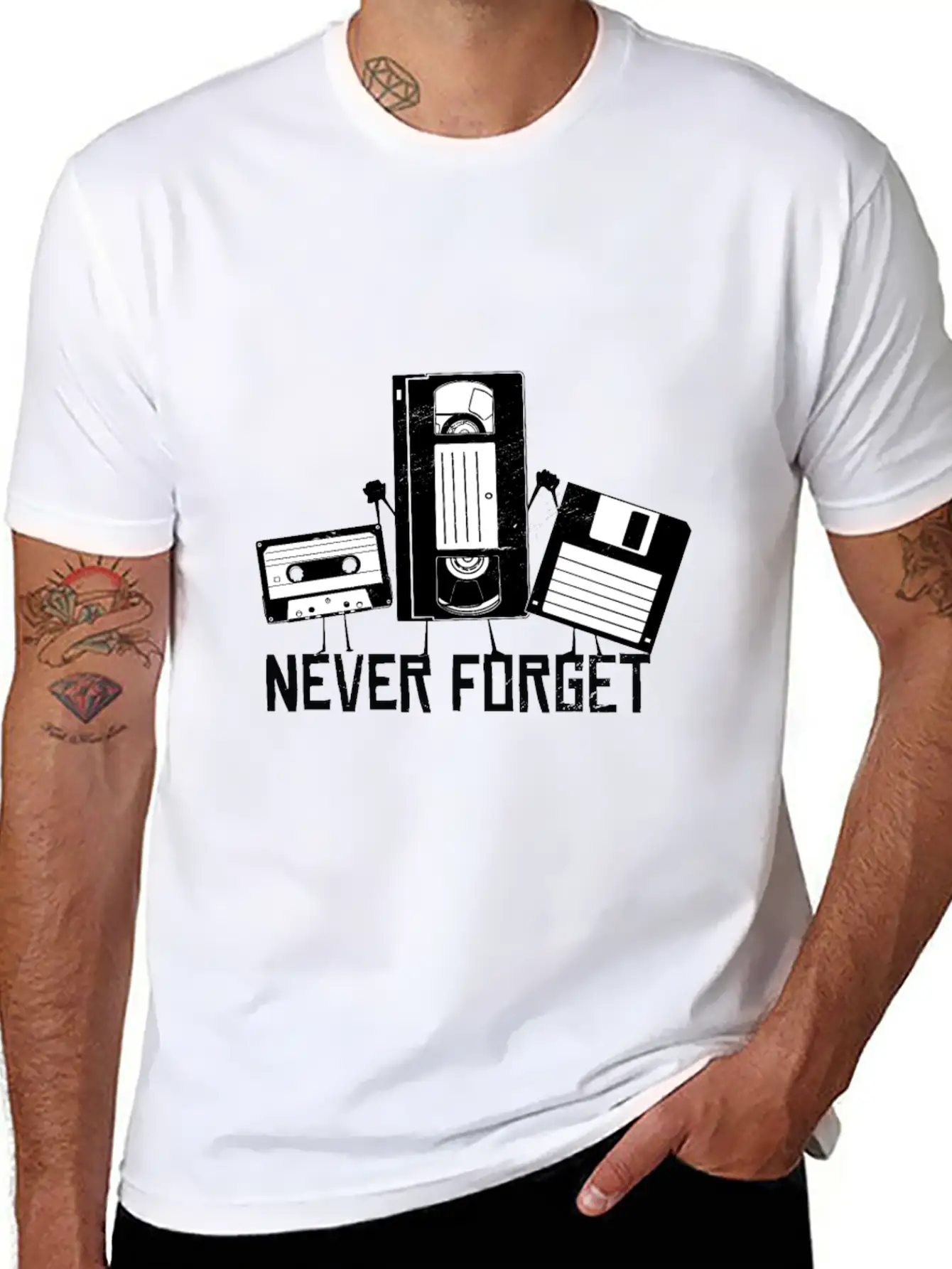 Floppy Disc Never Forget Video Cassette Friends Breathable Graphic T-Shirt – Perfect For Casual Days