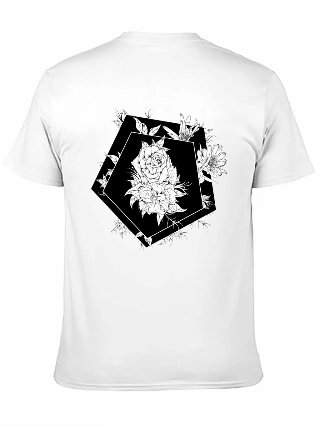 Floral Black And White Unisex Casual T-Shirt – Clean Design For Daily Comfort