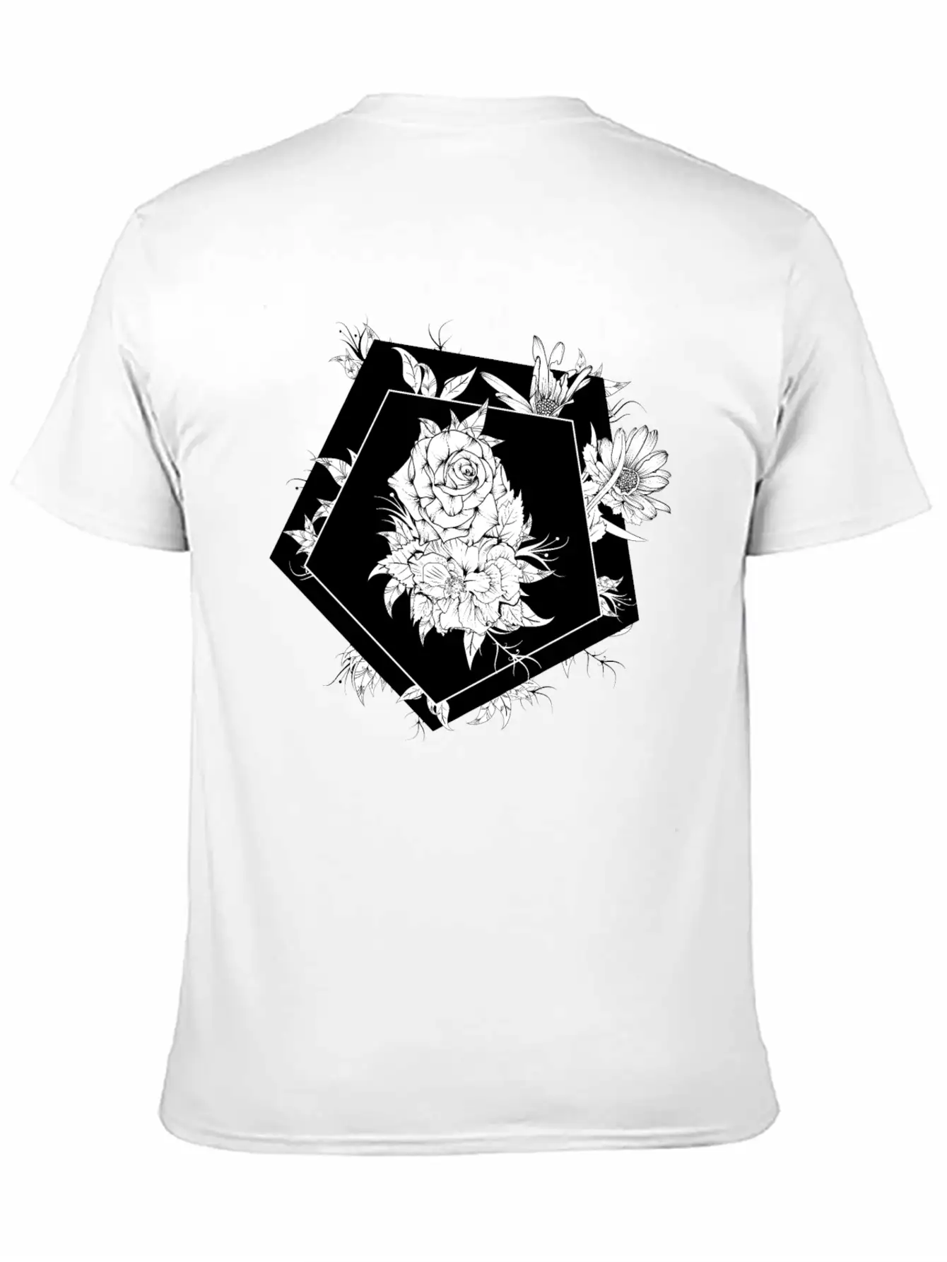 Floral Black And White Unisex Casual T-Shirt – Clean Design For Daily Comfort