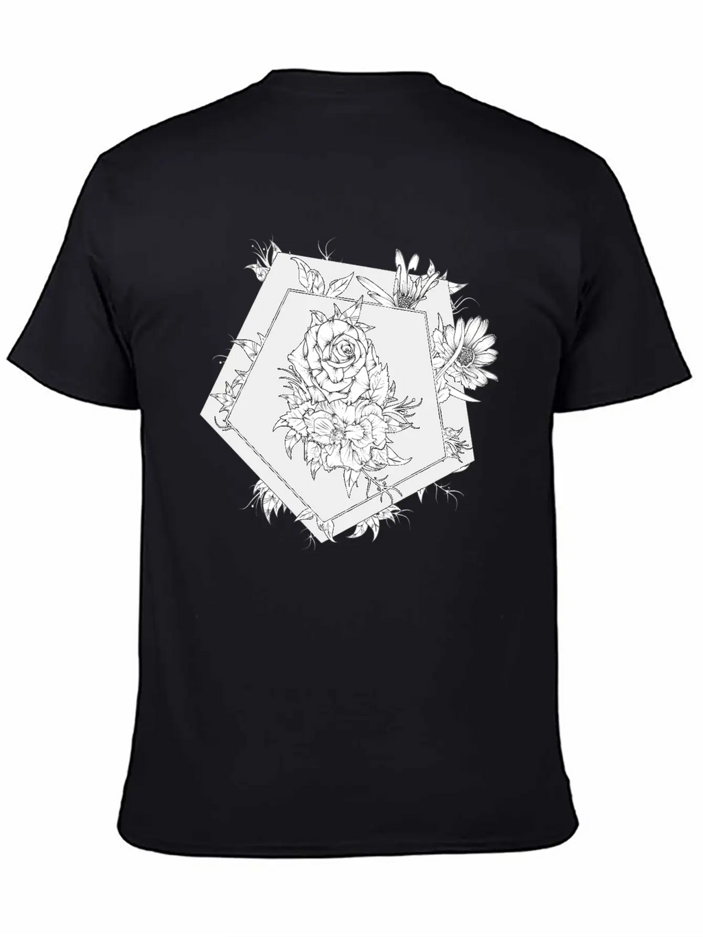 Floral Black And White Unisex Casual T-Shirt – Clean Design For Daily Comfort