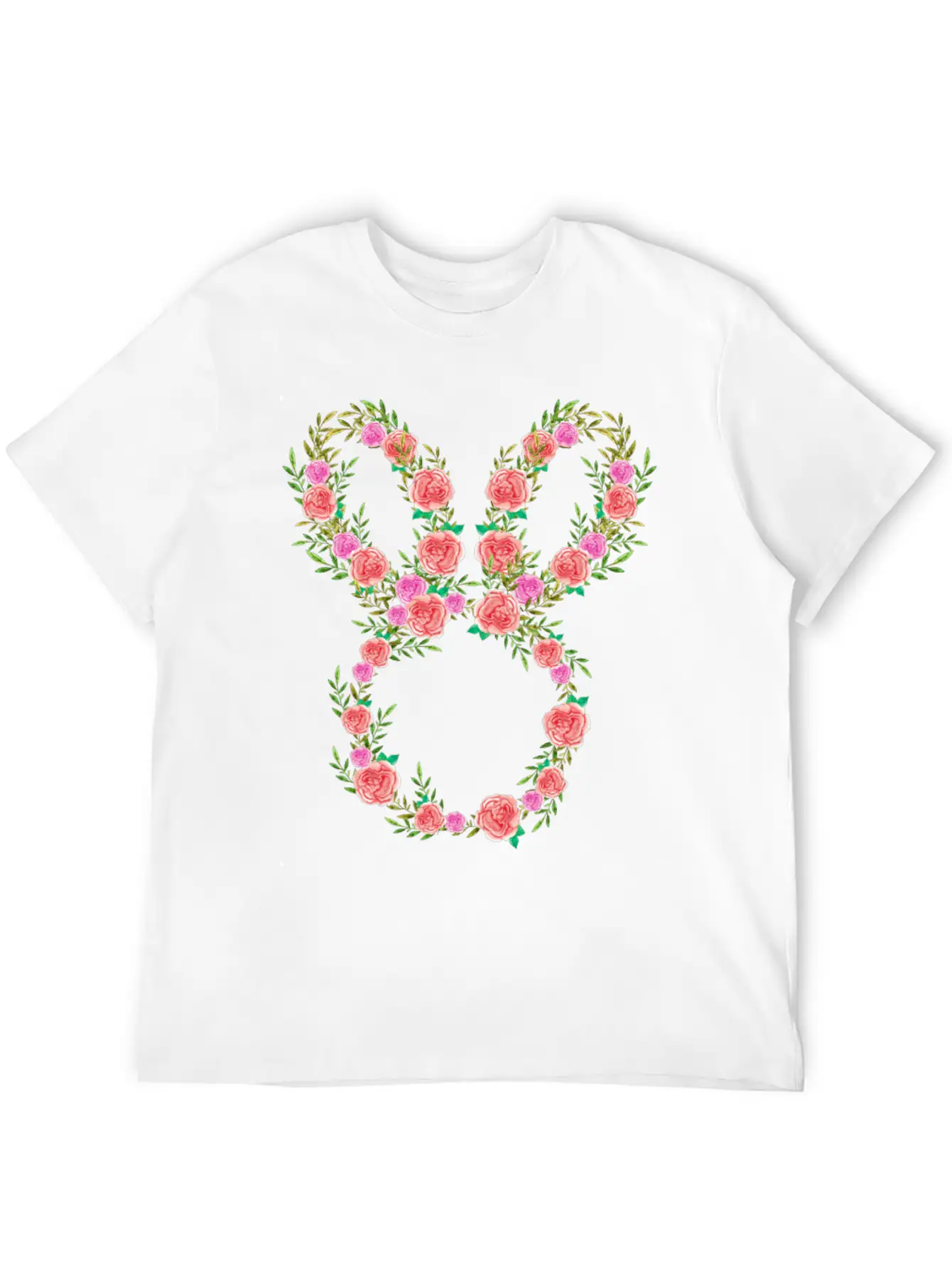 Floral Bunny Essential Cotton Tee For Daily Outfits – Unisex Style