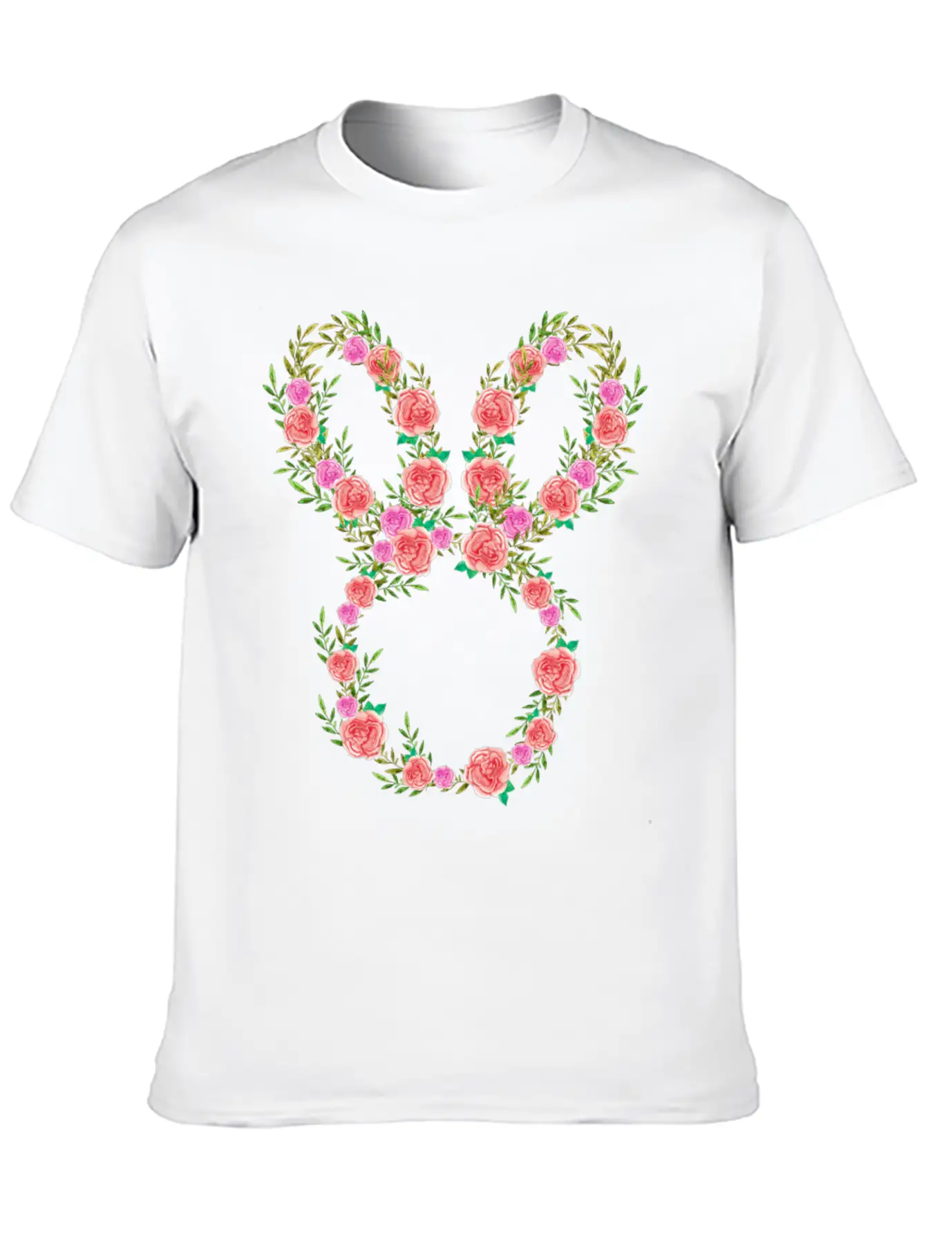 Floral Bunny Essential Cotton Tee For Daily Outfits – Unisex Style
