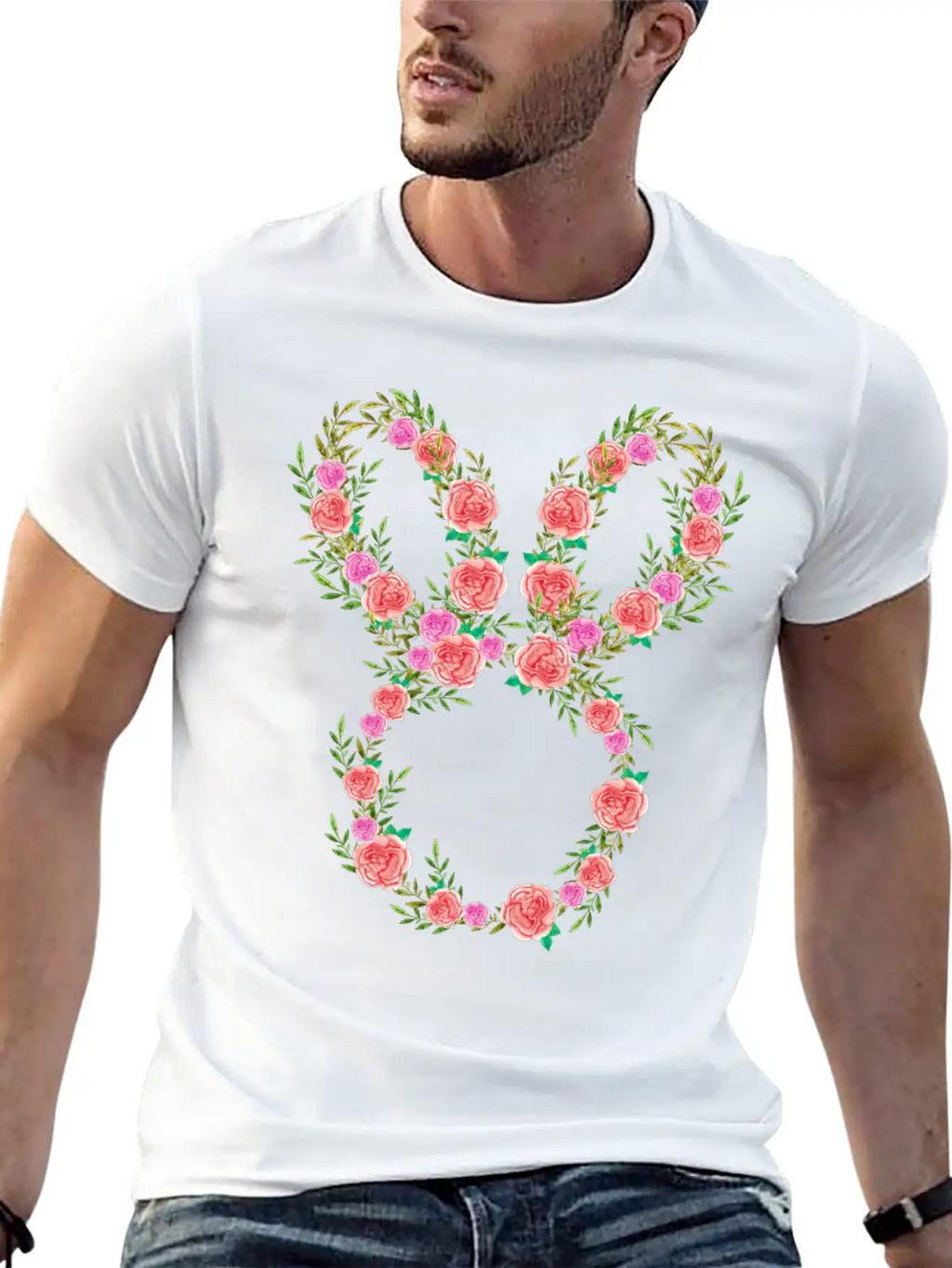 Floral Bunny Essential Cotton Tee For Daily Outfits – Unisex Style
