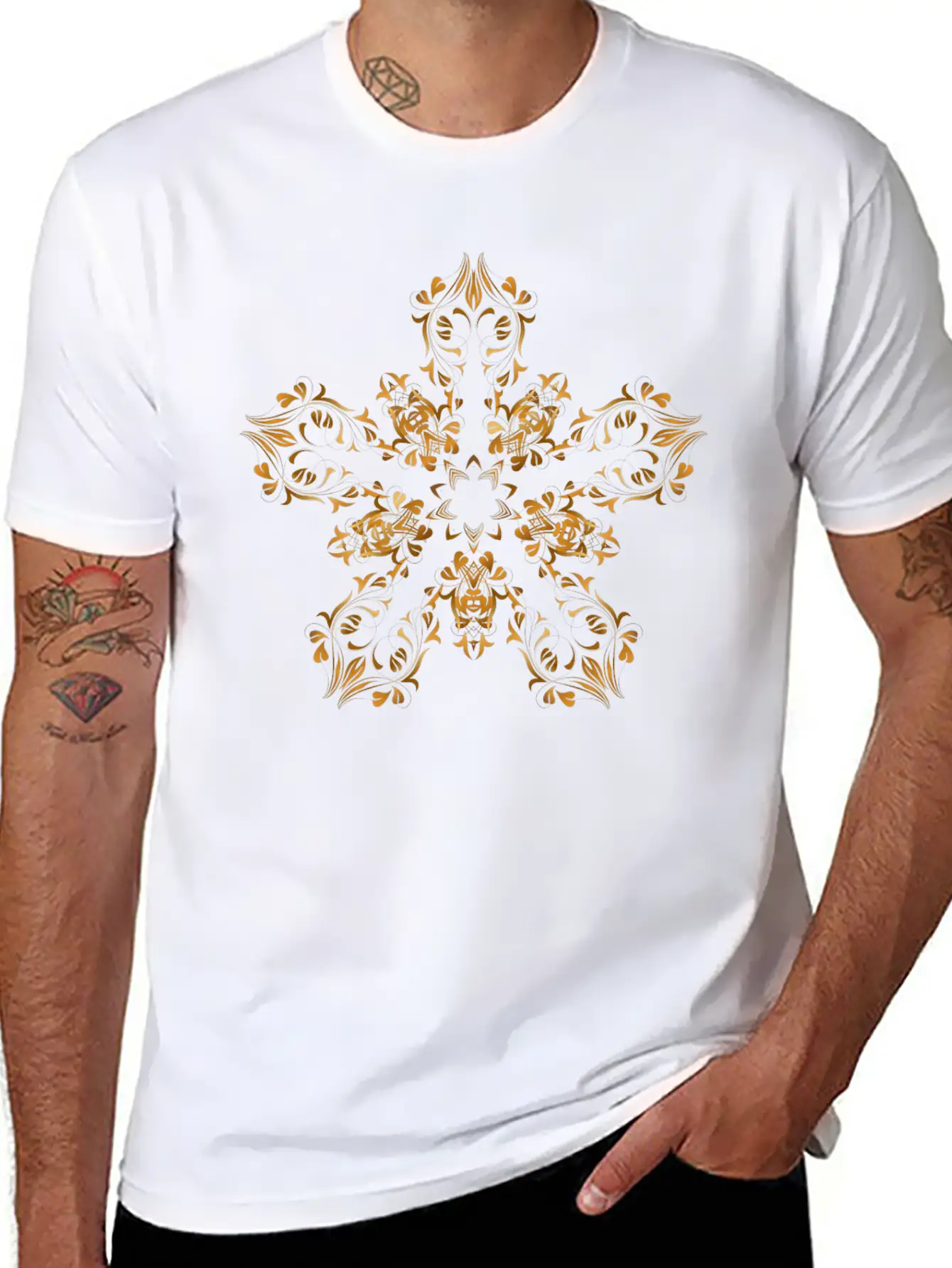 Floral Flourish Design 14 Basic Graphic T-Shirt – Daily Comfort In Soft Cotton