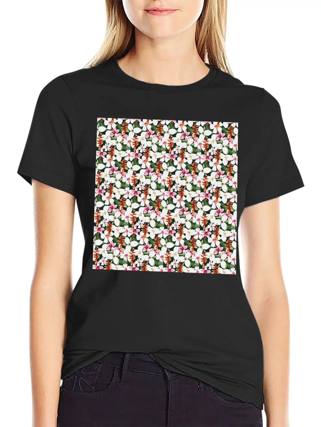 Floral Orchid Tropical Pattern Classic Cotton Tee – Unisex Comfort For Any Season