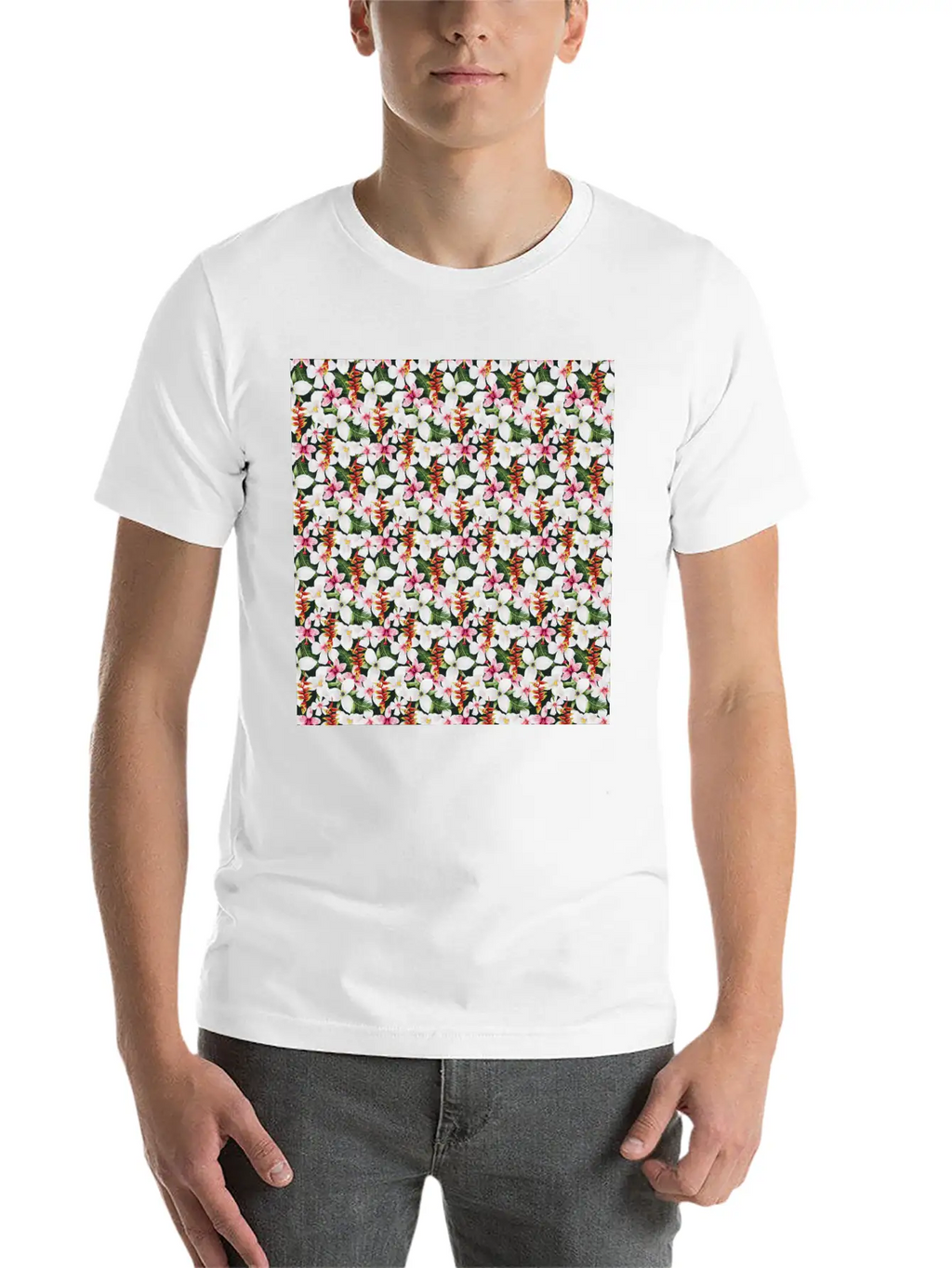 Floral Orchid Tropical Pattern Classic Cotton Tee – Unisex Comfort For Any Season