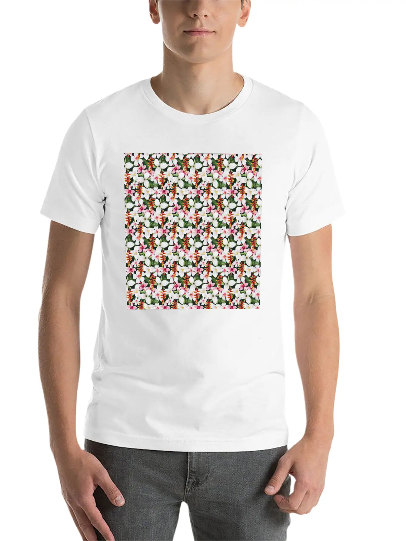 Floral Orchid Tropical Pattern Classic Cotton Tee – Unisex Comfort For Any Season
