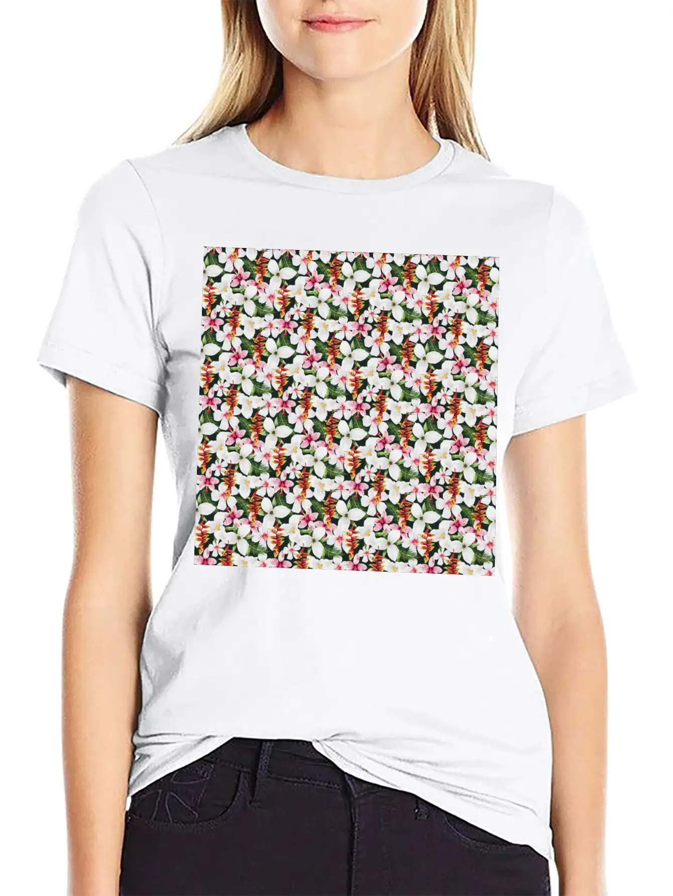 Floral Orchid Tropical Pattern Classic Cotton Tee – Unisex Comfort For Any Season