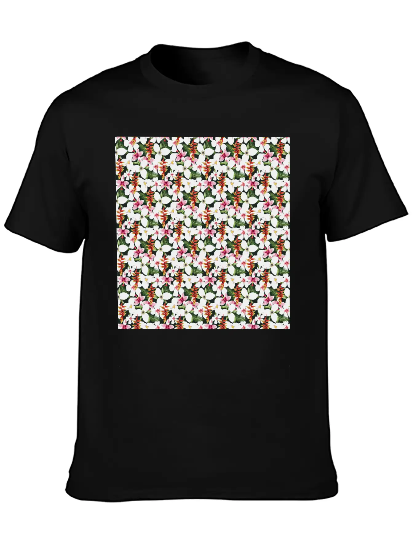 Floral Orchid Tropical Pattern Classic Cotton Tee – Unisex Comfort For Any Season