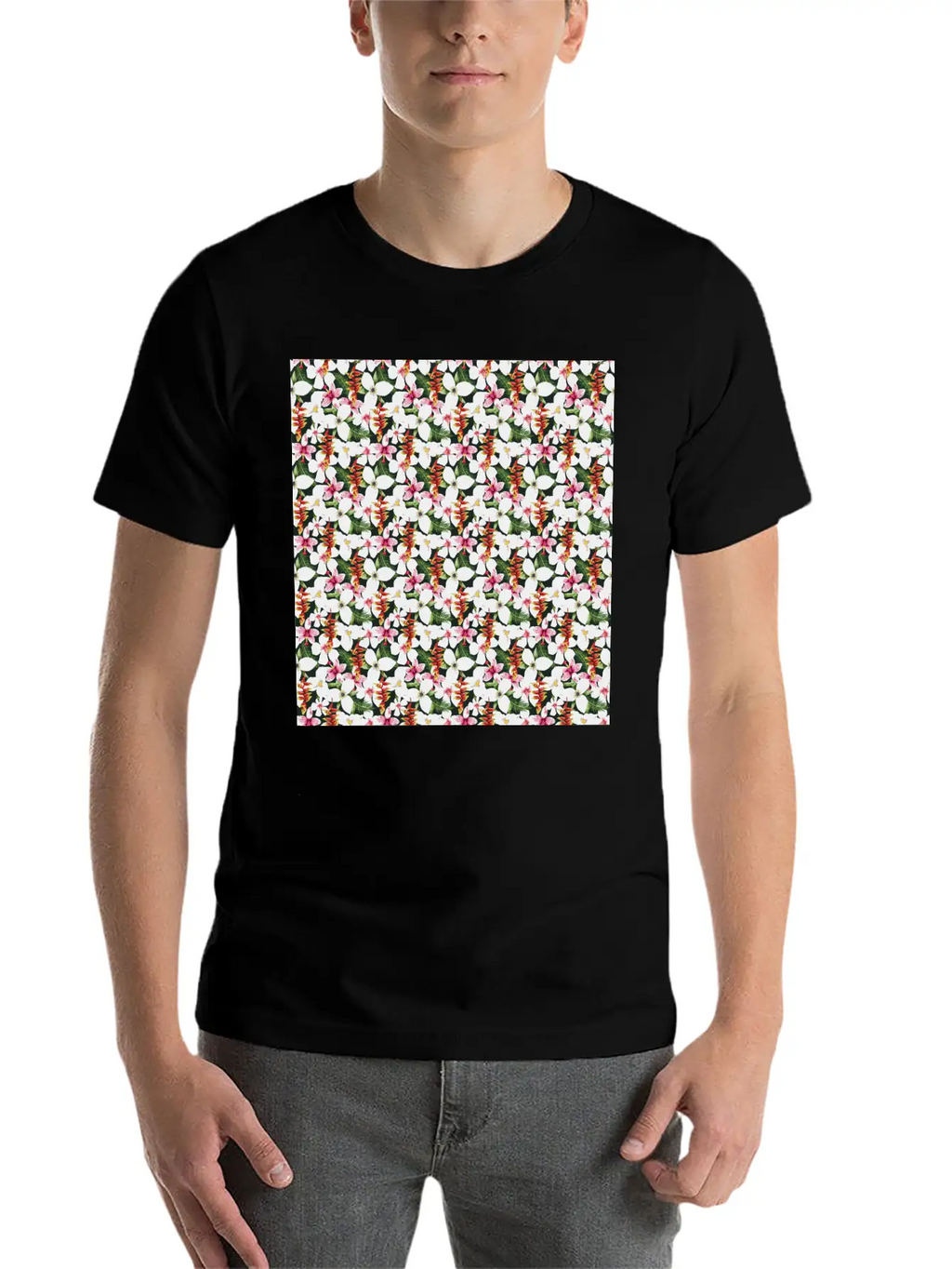 Floral Orchid Tropical Pattern Classic Cotton Tee – Unisex Comfort For Any Season