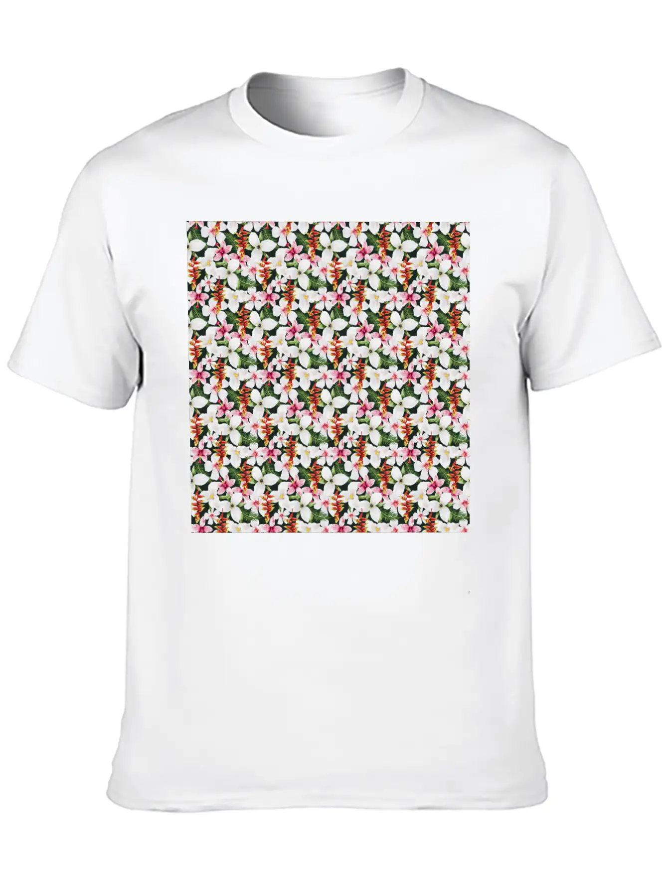 Floral Orchid Tropical Pattern Classic Cotton Tee – Unisex Comfort For Any Season
