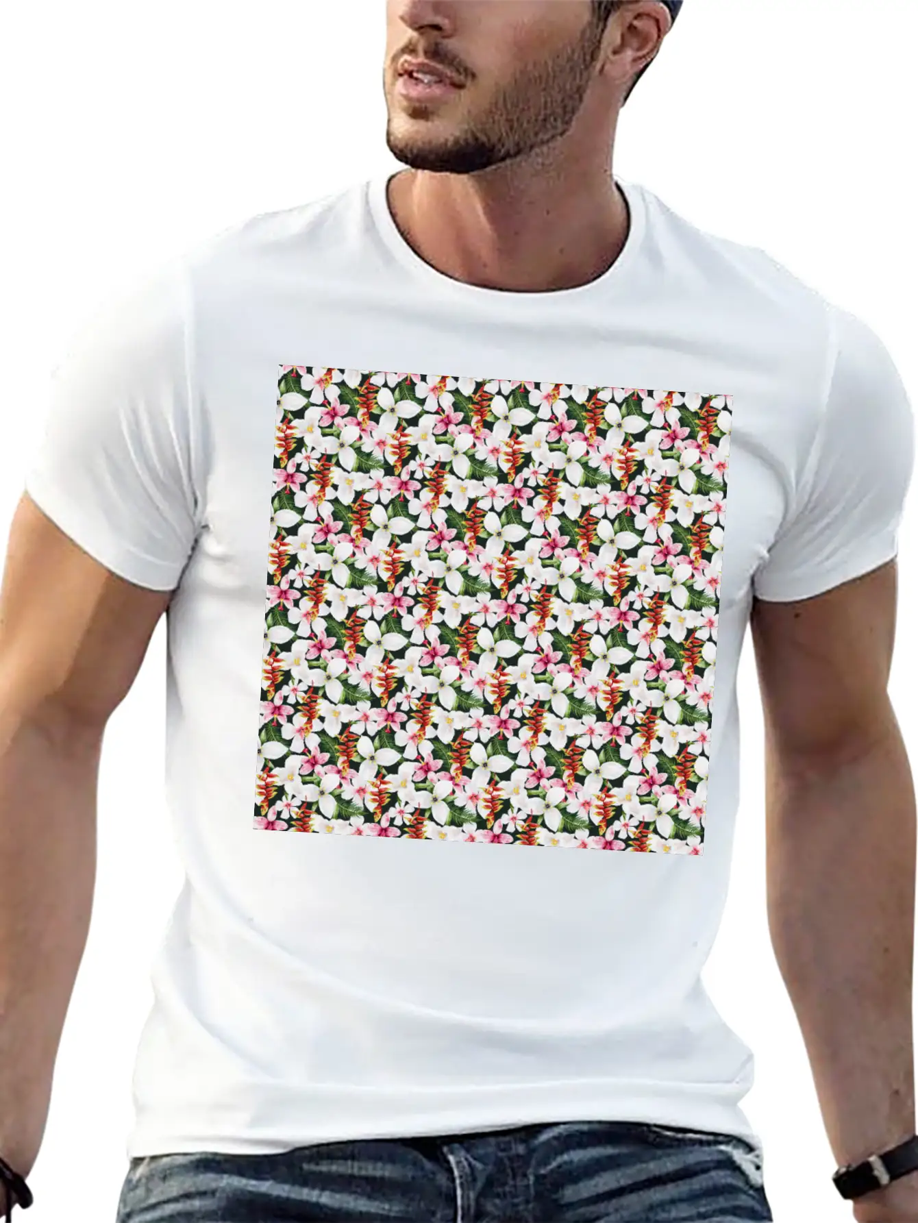 Floral Orchid Tropical Pattern Classic Cotton Tee – Unisex Comfort For Any Season