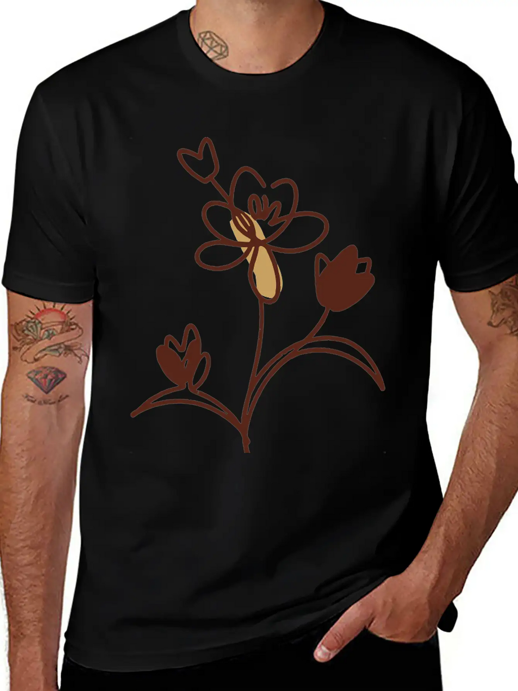 Floral Plant Unisex Casual T-Shirt – Clean Design For Daily Comfort
