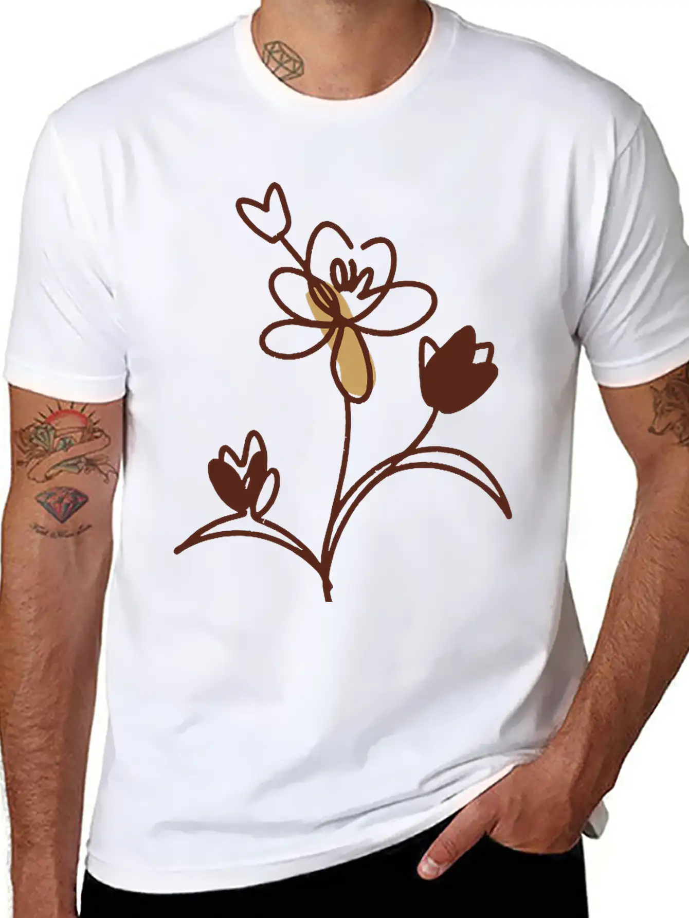 Floral Plant Unisex Casual T-Shirt – Clean Design For Daily Comfort