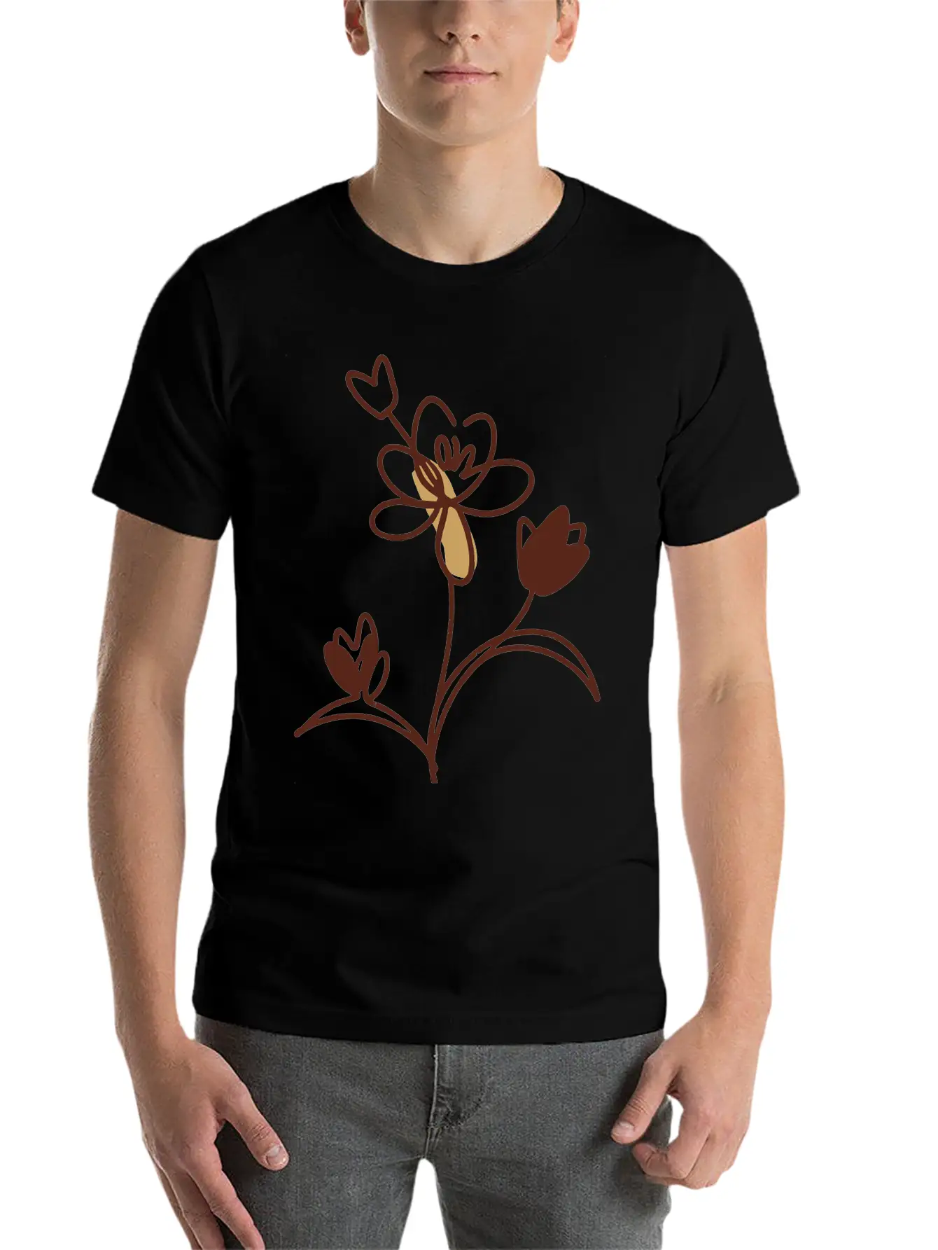Floral Plant Unisex Casual T-Shirt – Clean Design For Daily Comfort