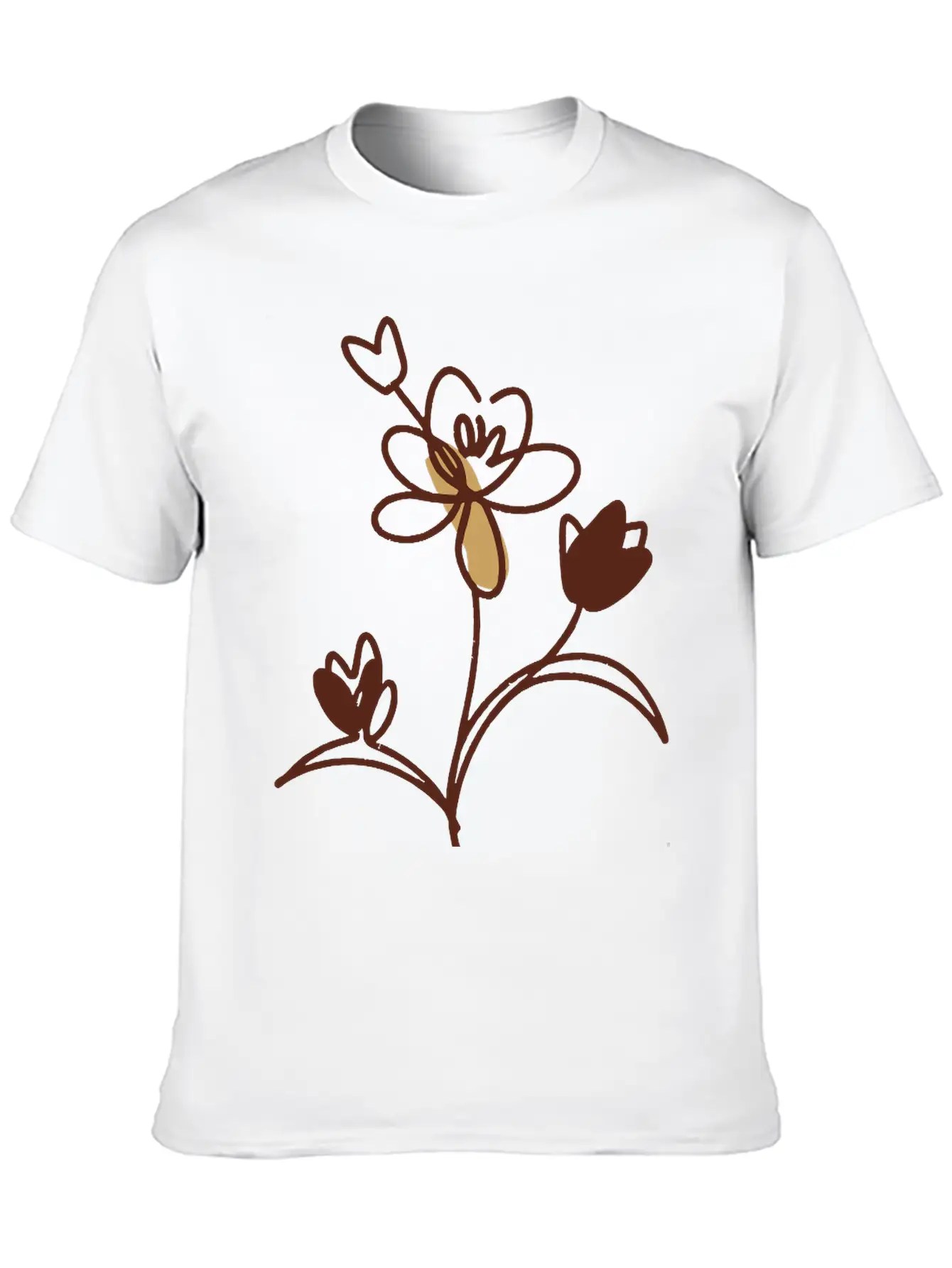 Floral Plant Unisex Casual T-Shirt – Clean Design For Daily Comfort