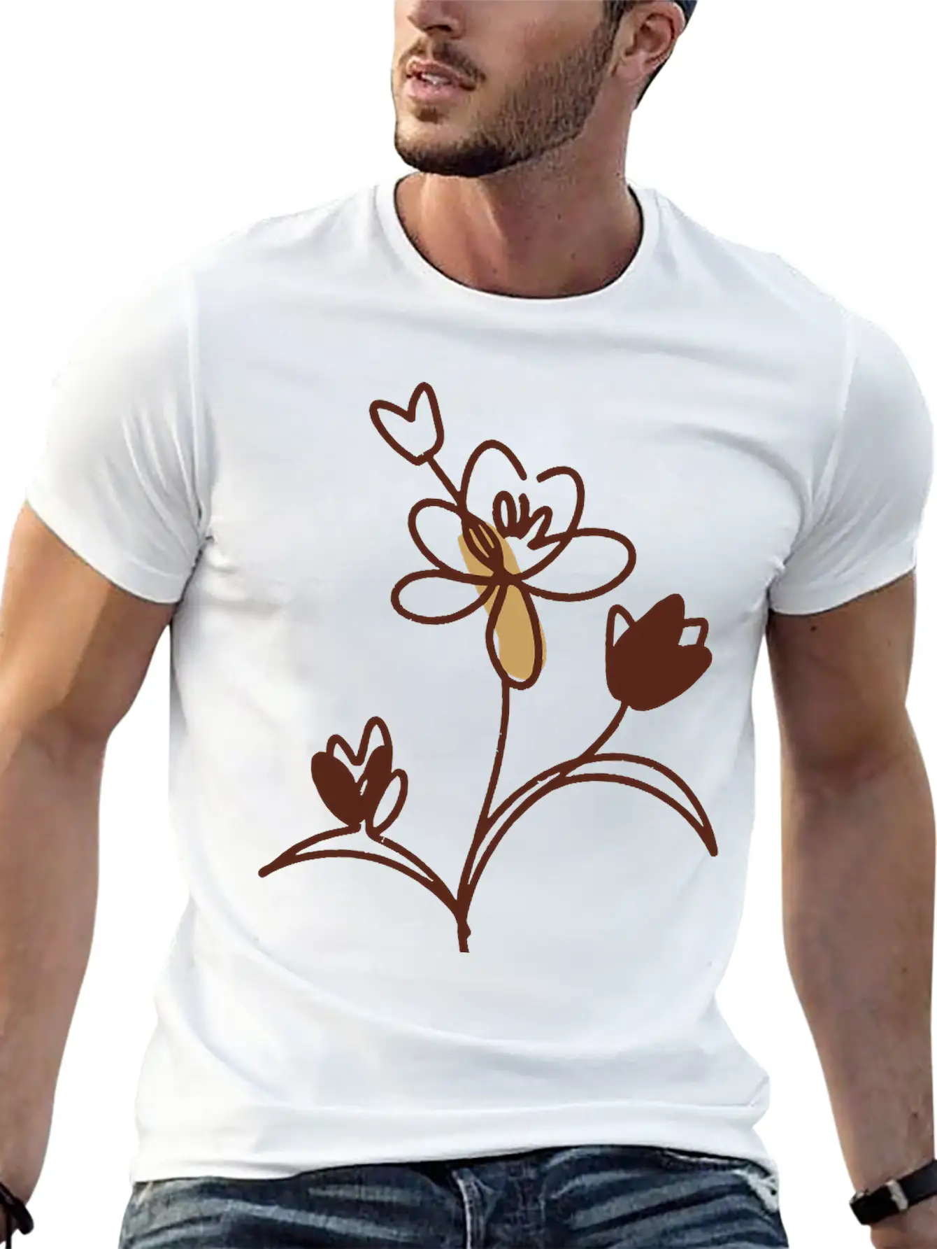 Floral Plant Unisex Casual T-Shirt – Clean Design For Daily Comfort