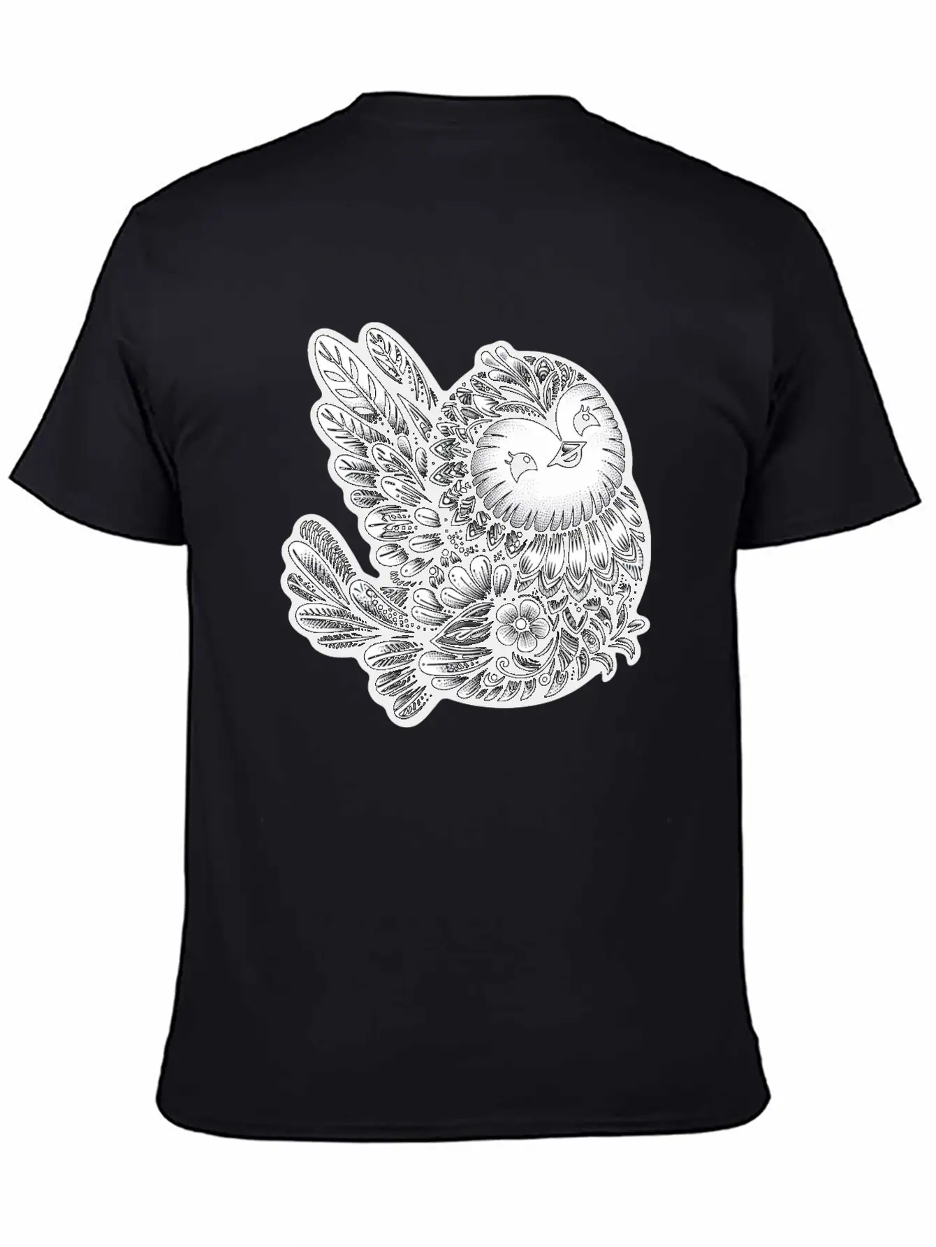 Floral Songbird Art Breathable Soft Cotton T-Shirt – Timeless Casual Look